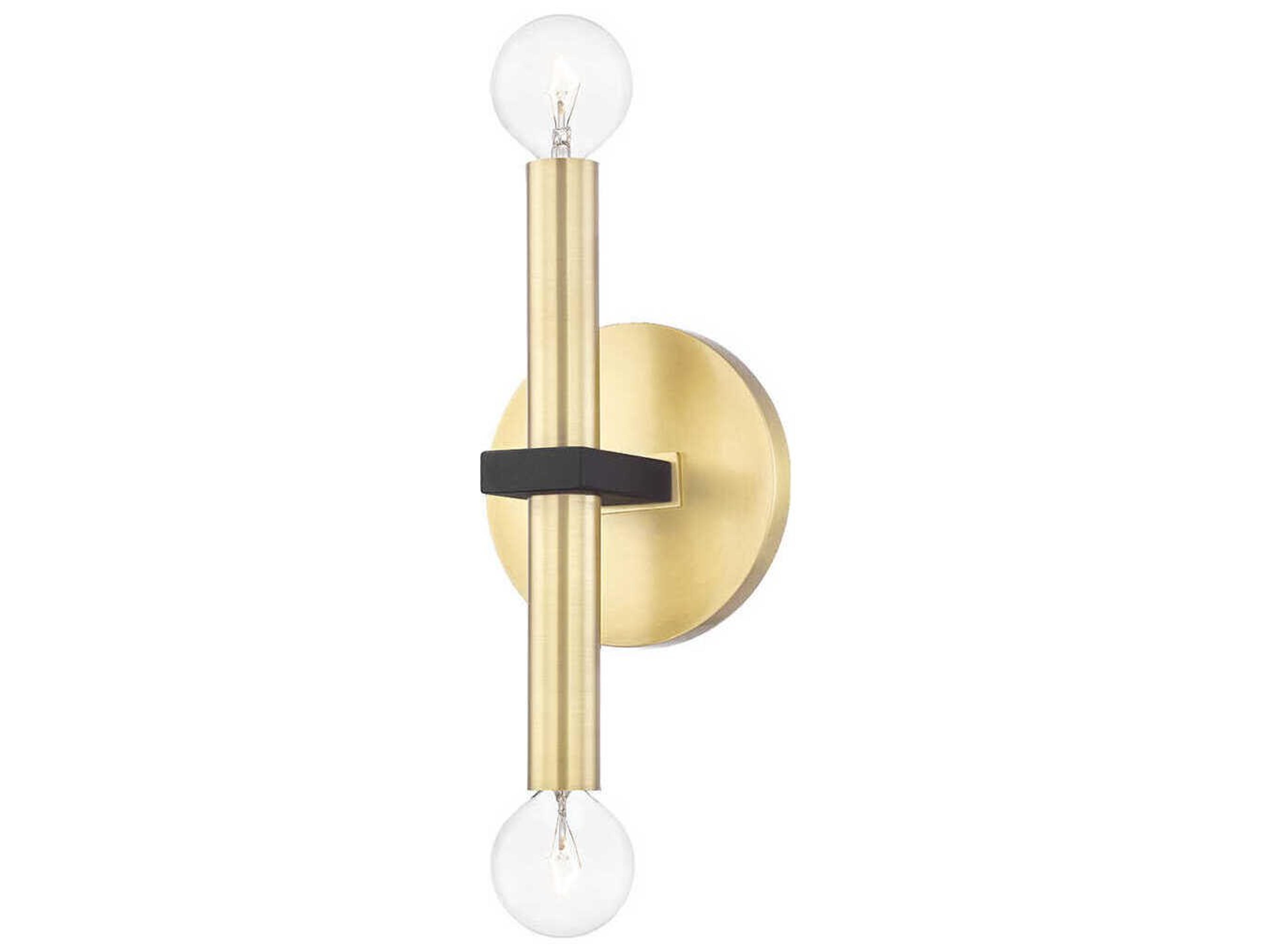 Colette 2-Light Aged Brass Black Wall Sconce