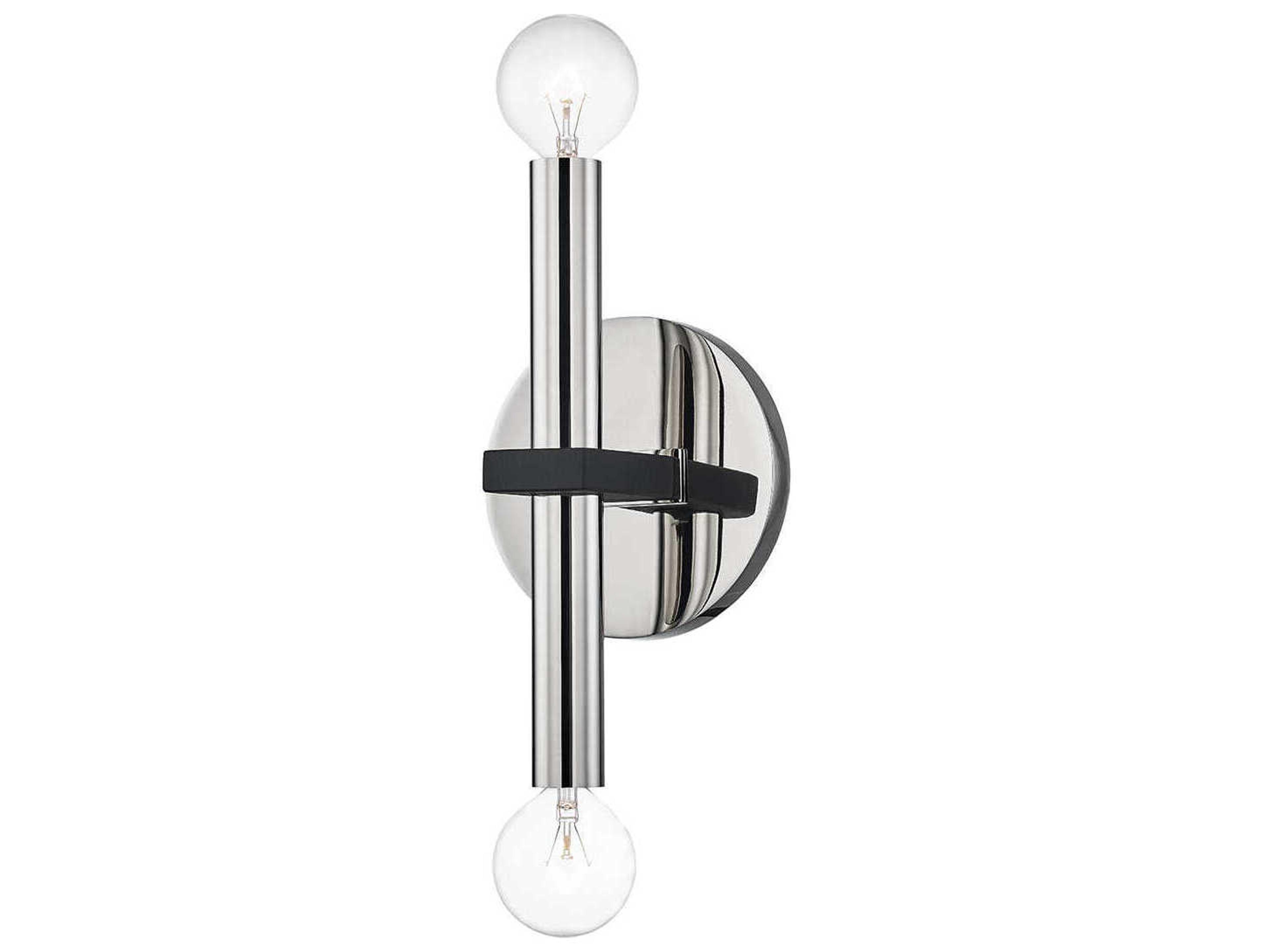 Colette 2-Light Polished Nickel Black Wall Sconce