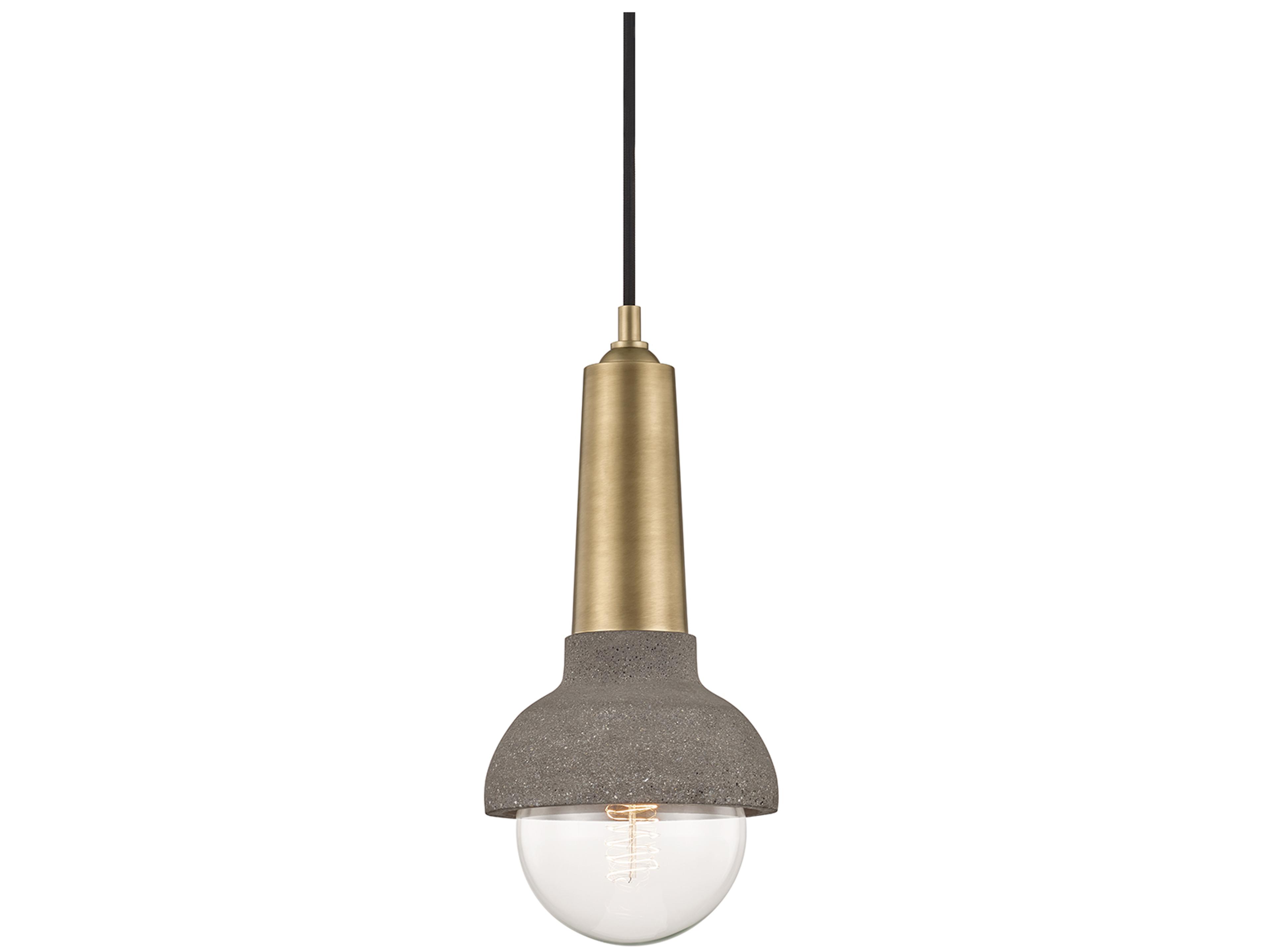 Macy 1-Light Aged Brass Gray Dome Mini Pendant