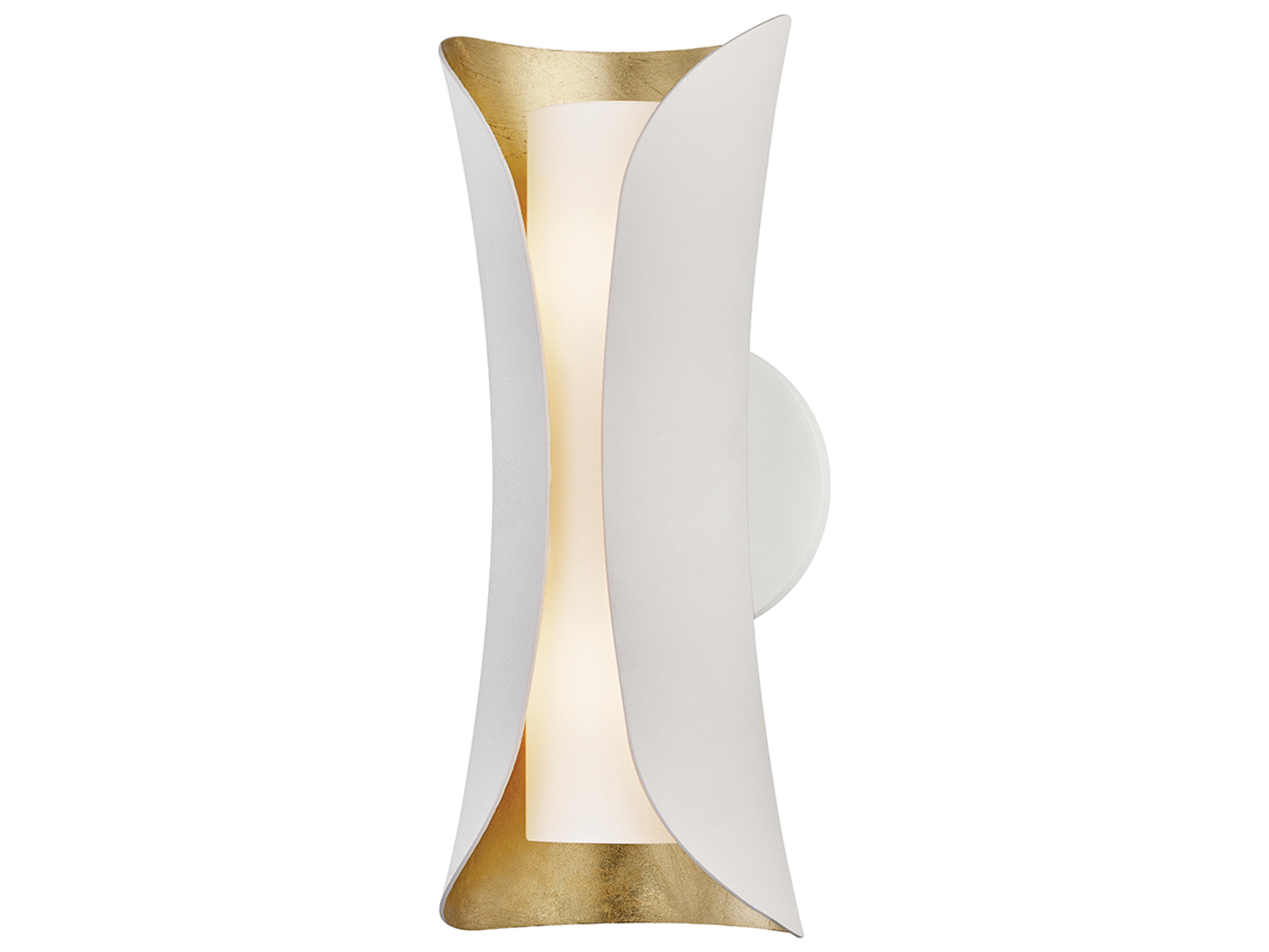 Josie 2-Light Gold Leaf White Glass Wall Sconce