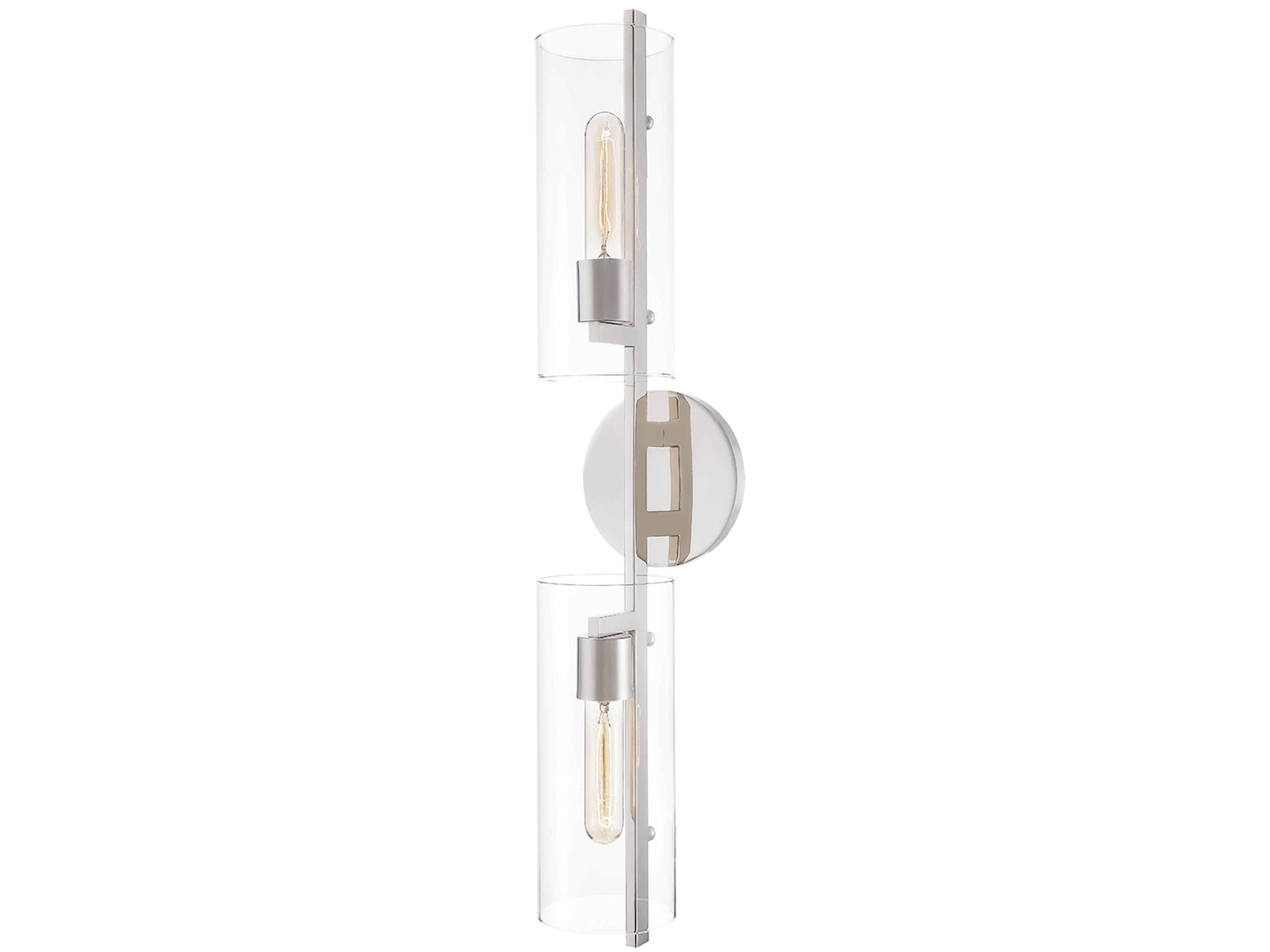 Ariel 2-Light Polished Nickel Glass Wall Sconce