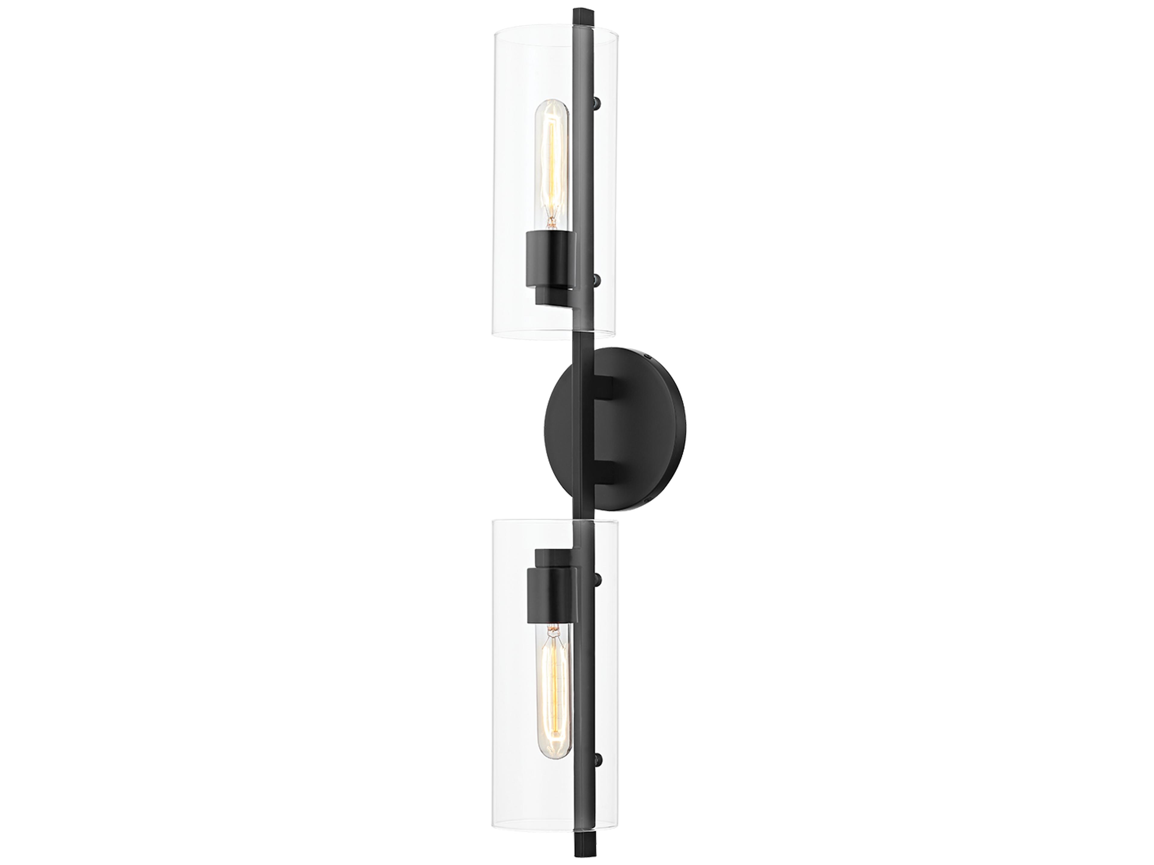 Ariel 2-Light Soft Black Glass Wall Sconce