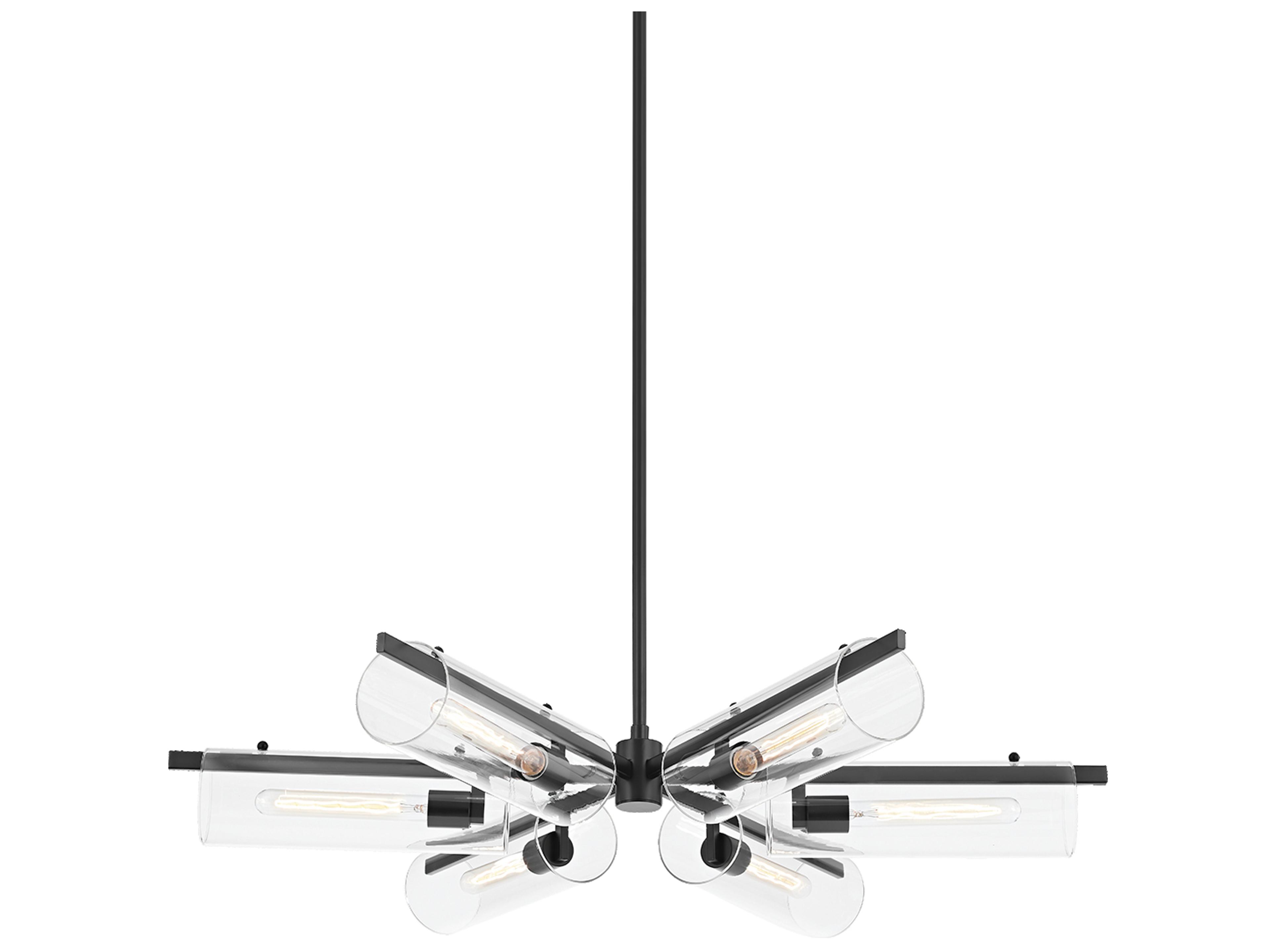Ariel 6-Light Soft Black Glass Cylinder Chandelier