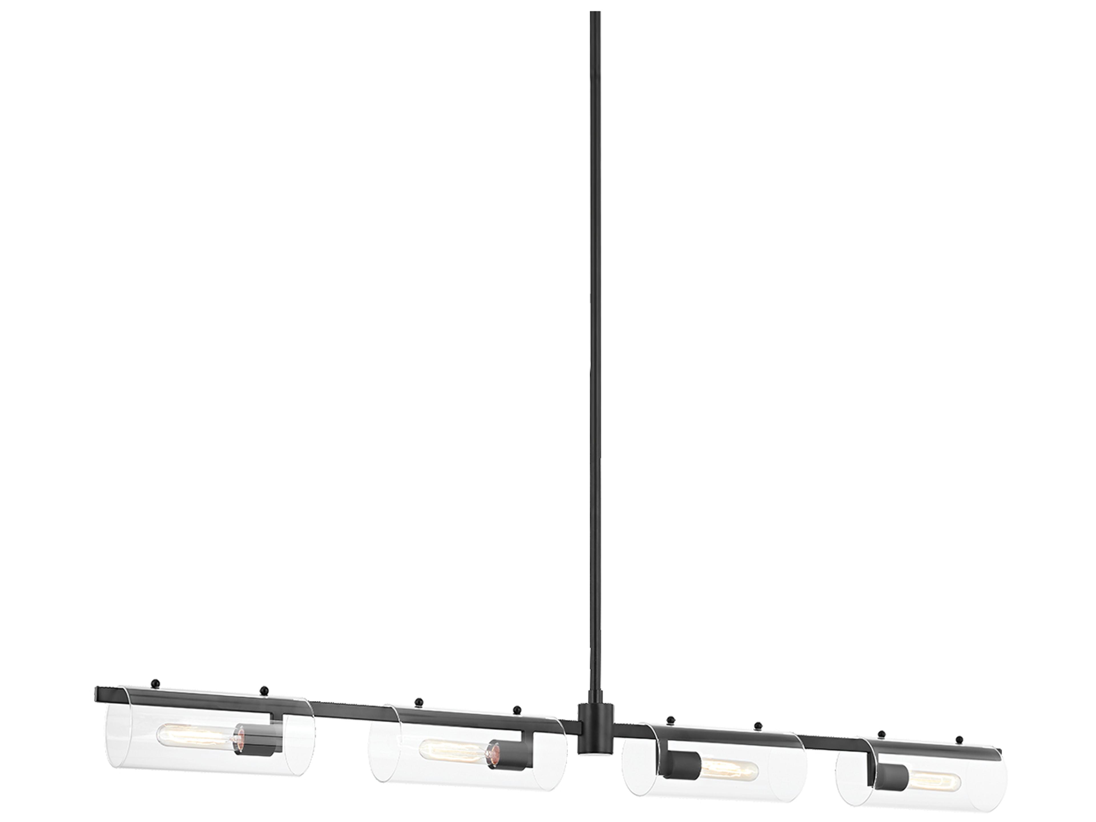 Ariel 4-Light Soft Black Glass Cylinder Linear Island Pendant