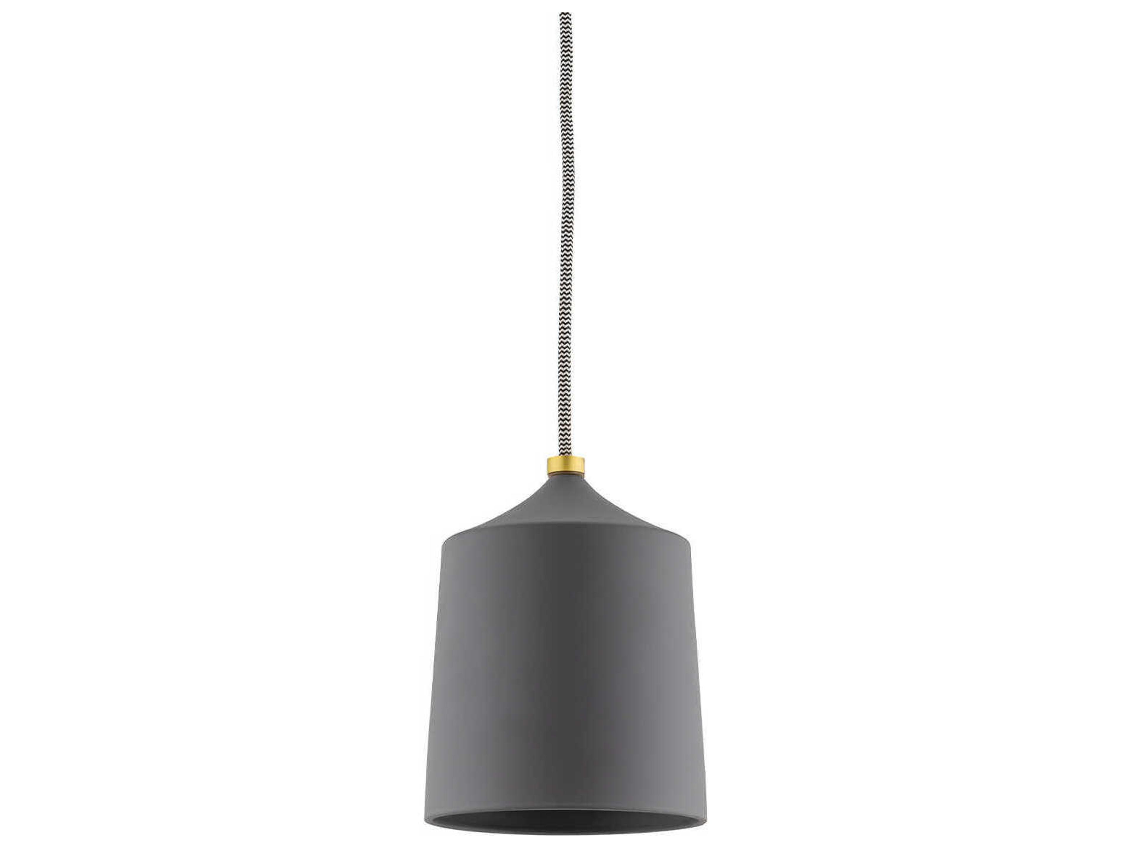 Megan 1-Light Aged Brass Matte Black Drum Mini Pendant