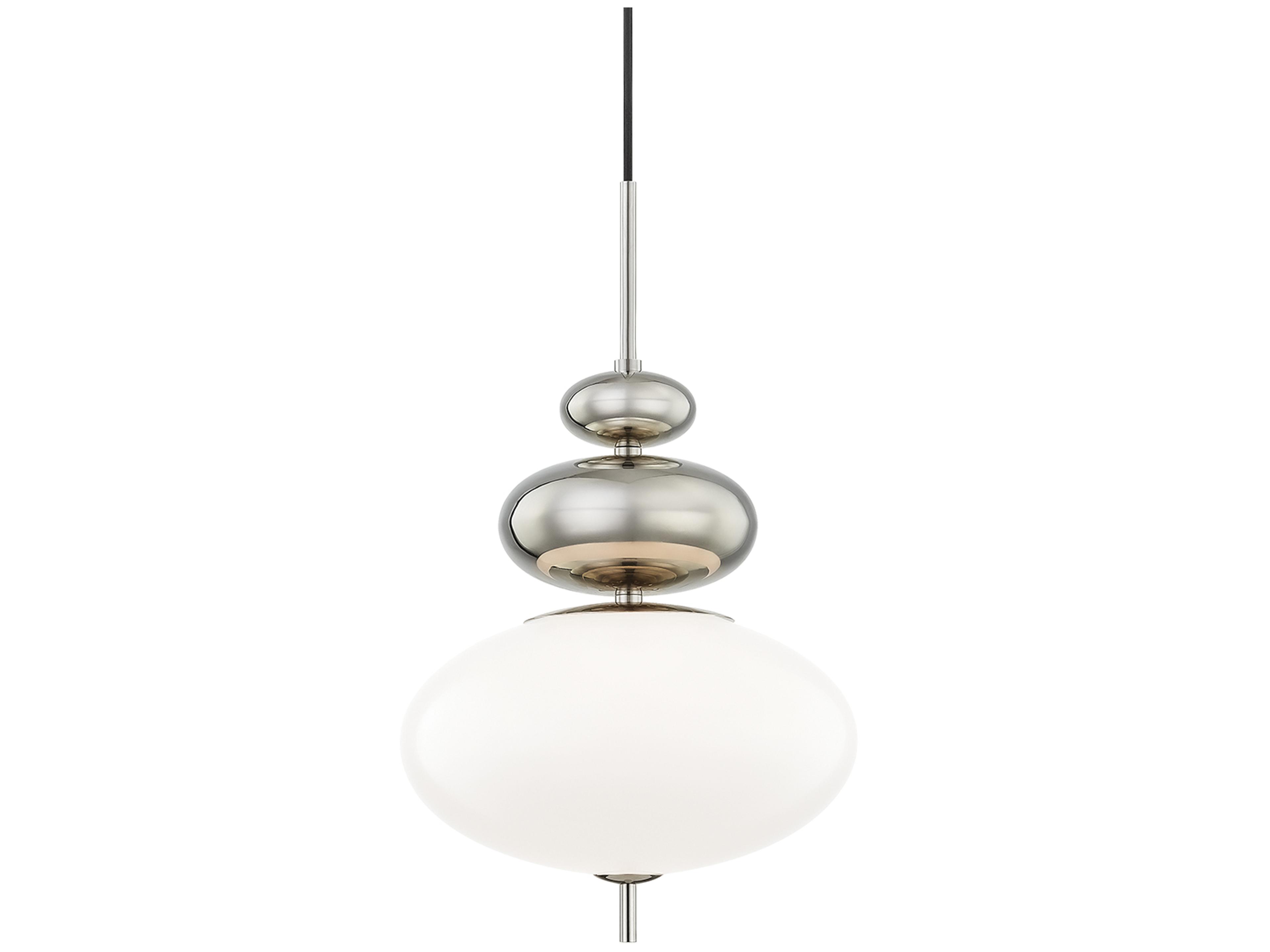 Elsie 1-Light Polished Nickel Glass Round Pendant