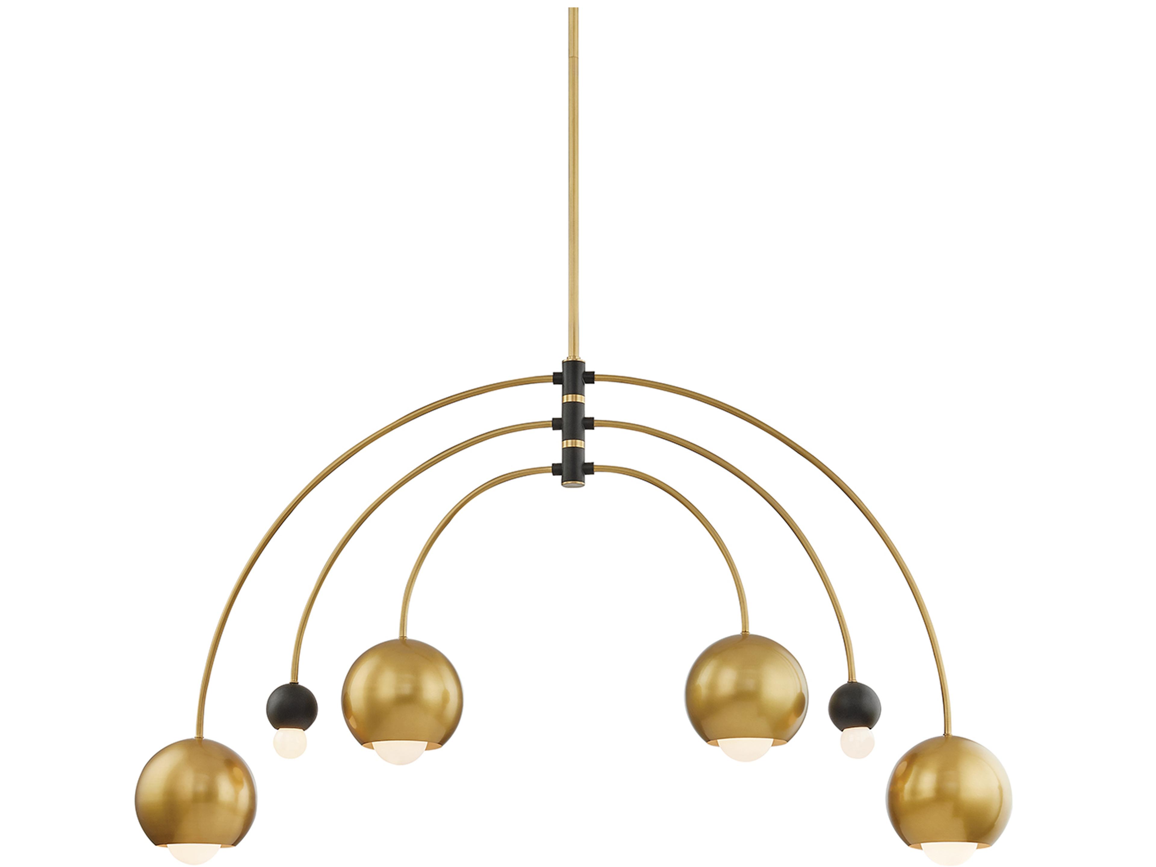 Willow 2-Light Aged Brass Black Globe Pendant
