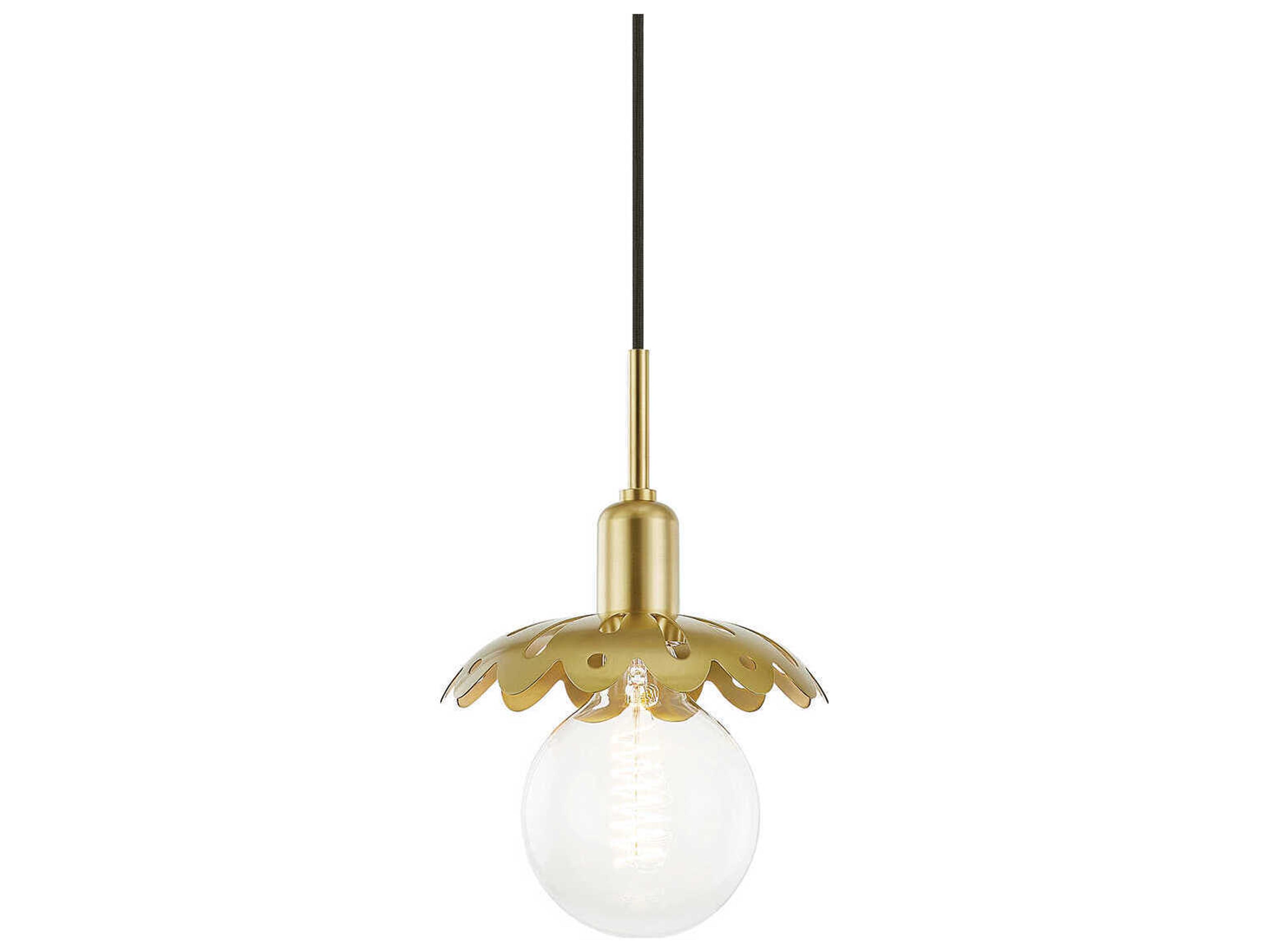 Alyssa 1-Light Aged Brass Mini Pendant