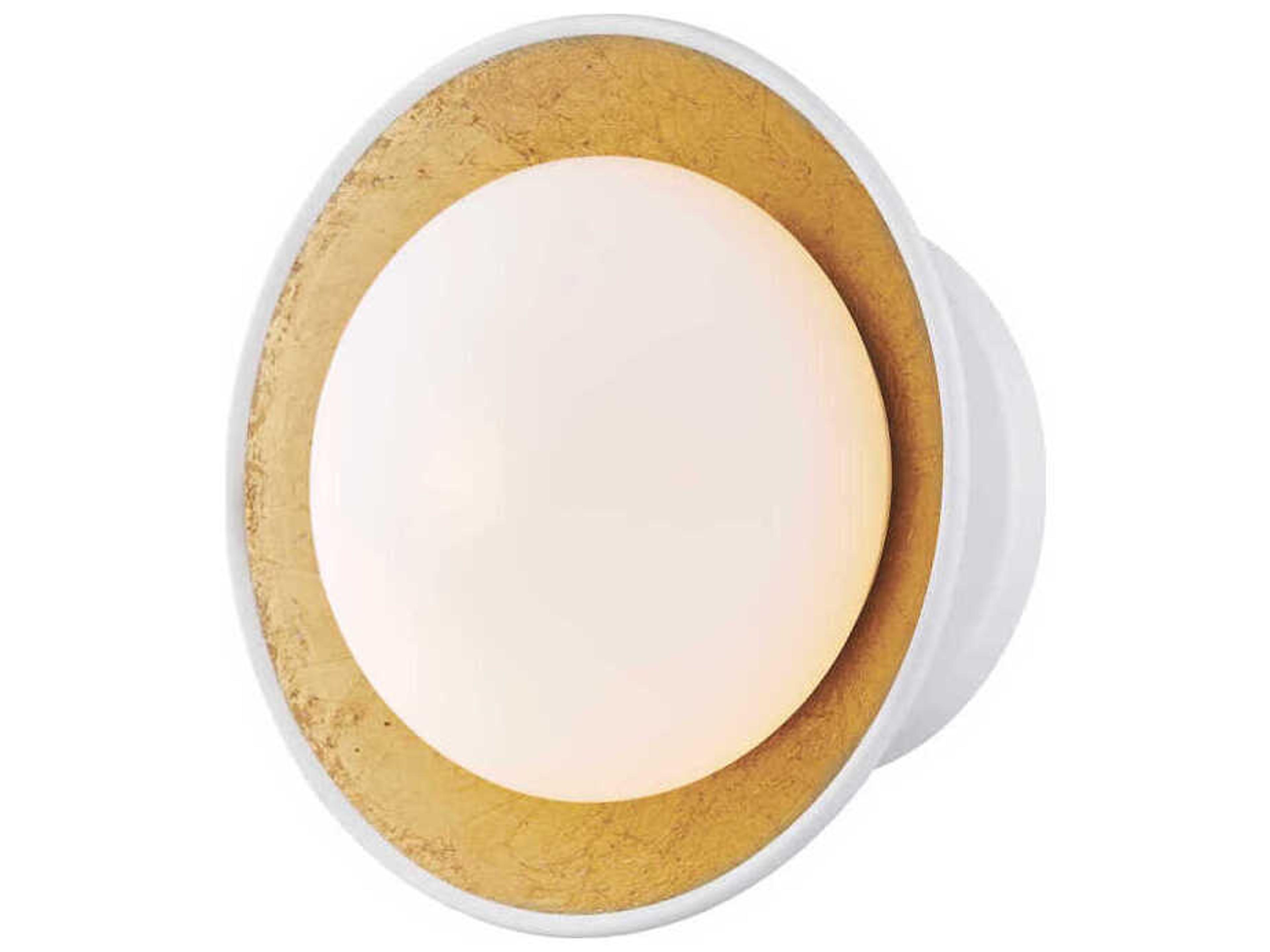 Cadence 1-Light White Lustro Gold Leaf Combo Glass LED Round Semi Flush Mount