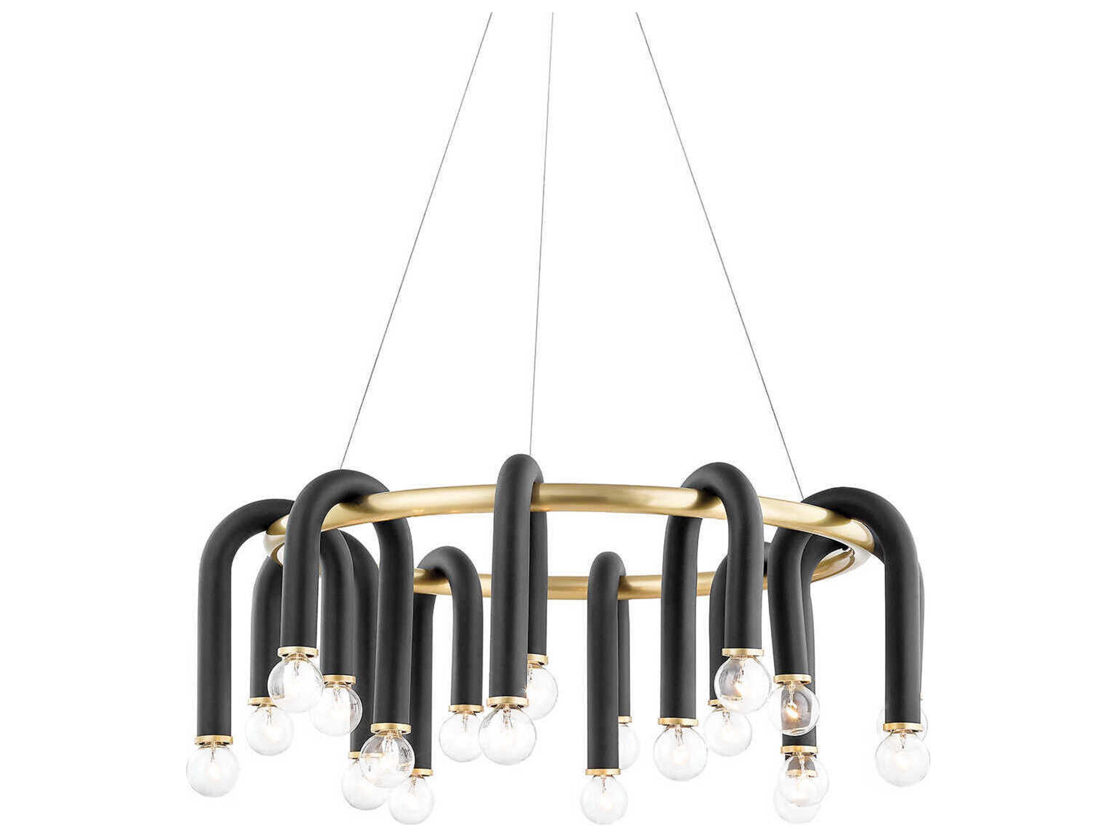 Whit 20-Light Aged Brass Black Chandelier