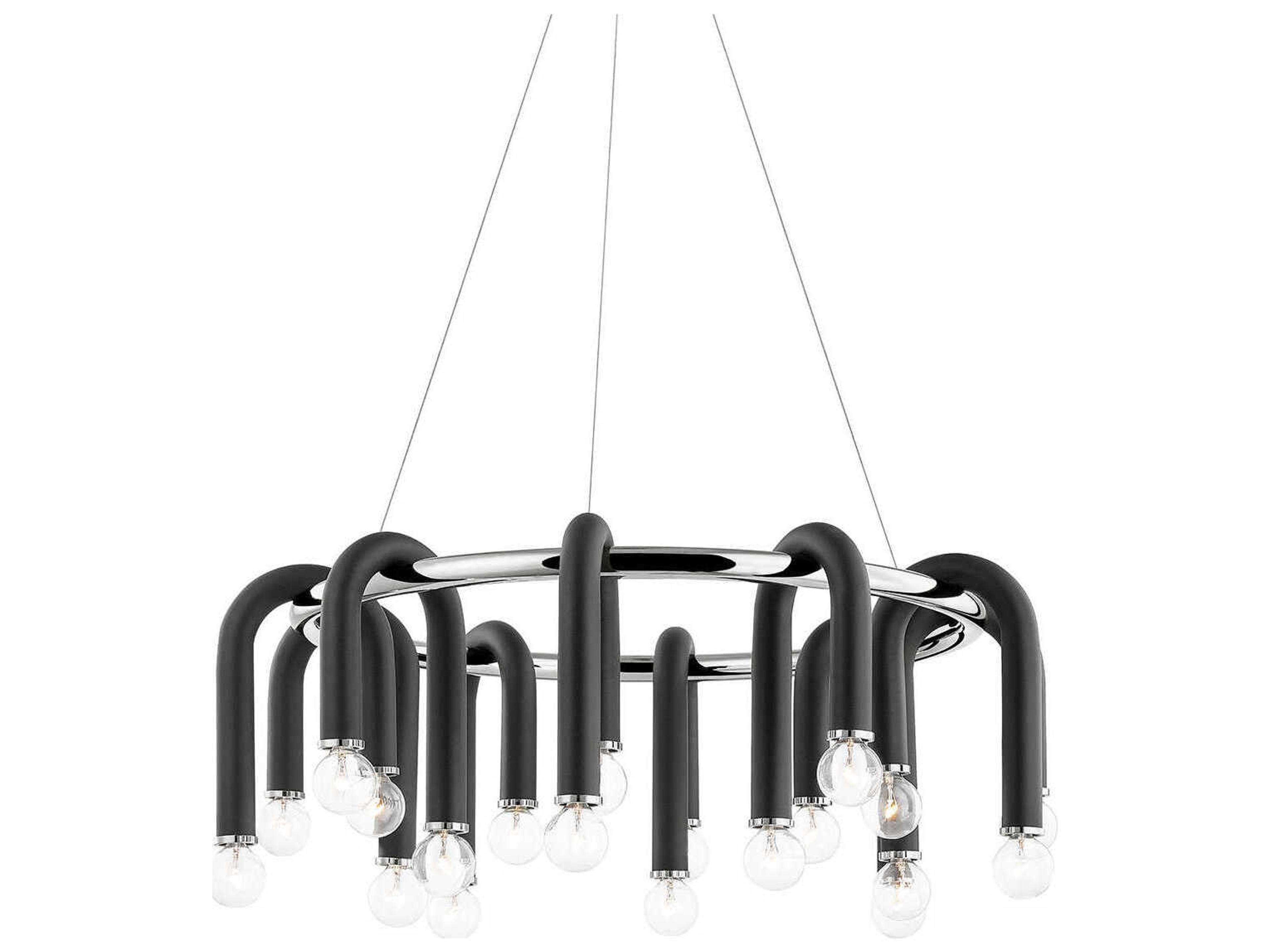 Whit 20-Light Polished Nickel Black Chandelier