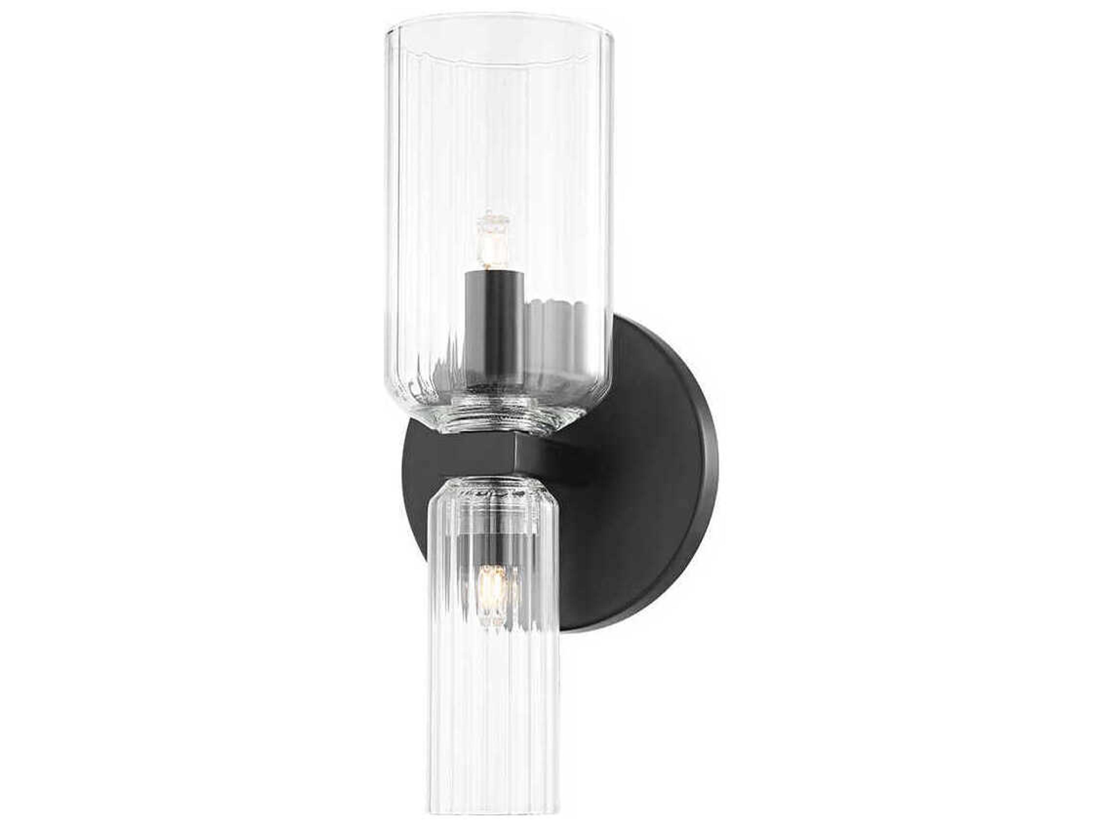 Tabitha 2-Light Soft Black Glass LED Wall Sconce