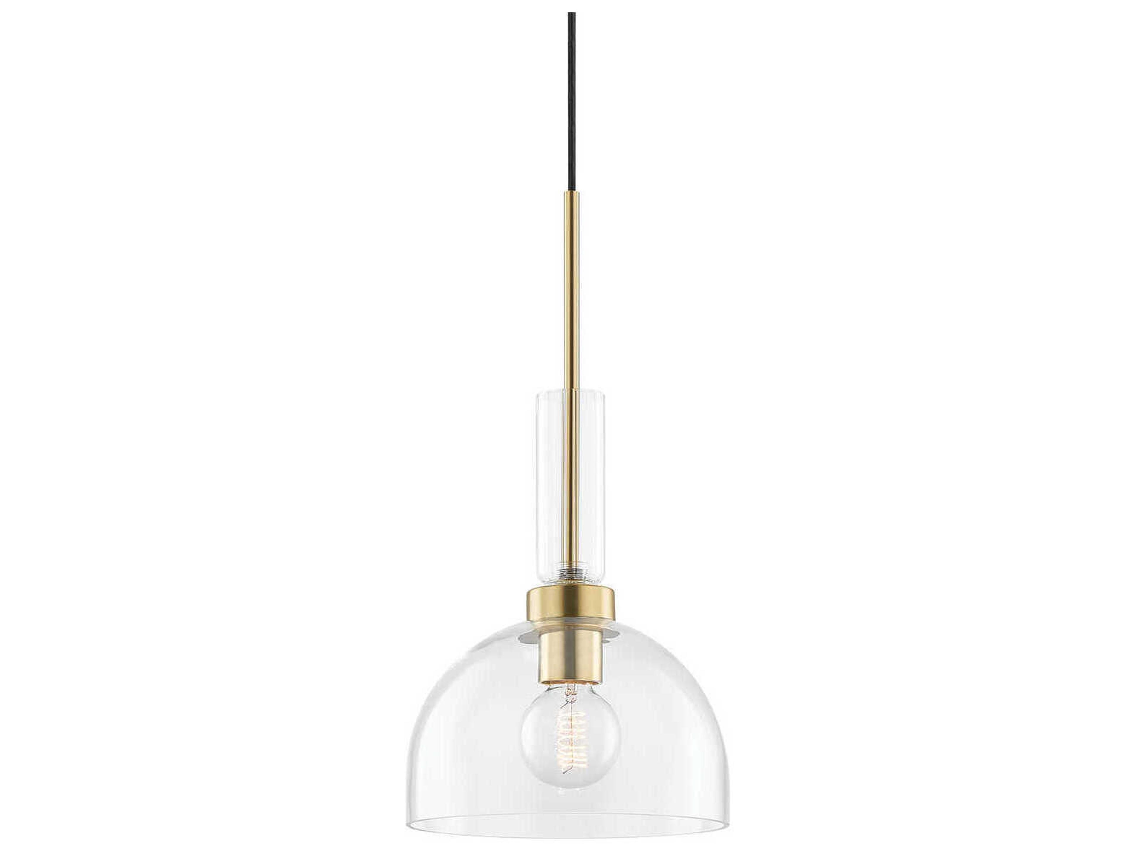 Tabitha 1-Light Aged Brass Clear Glass Dome Geometric Mini Pendant