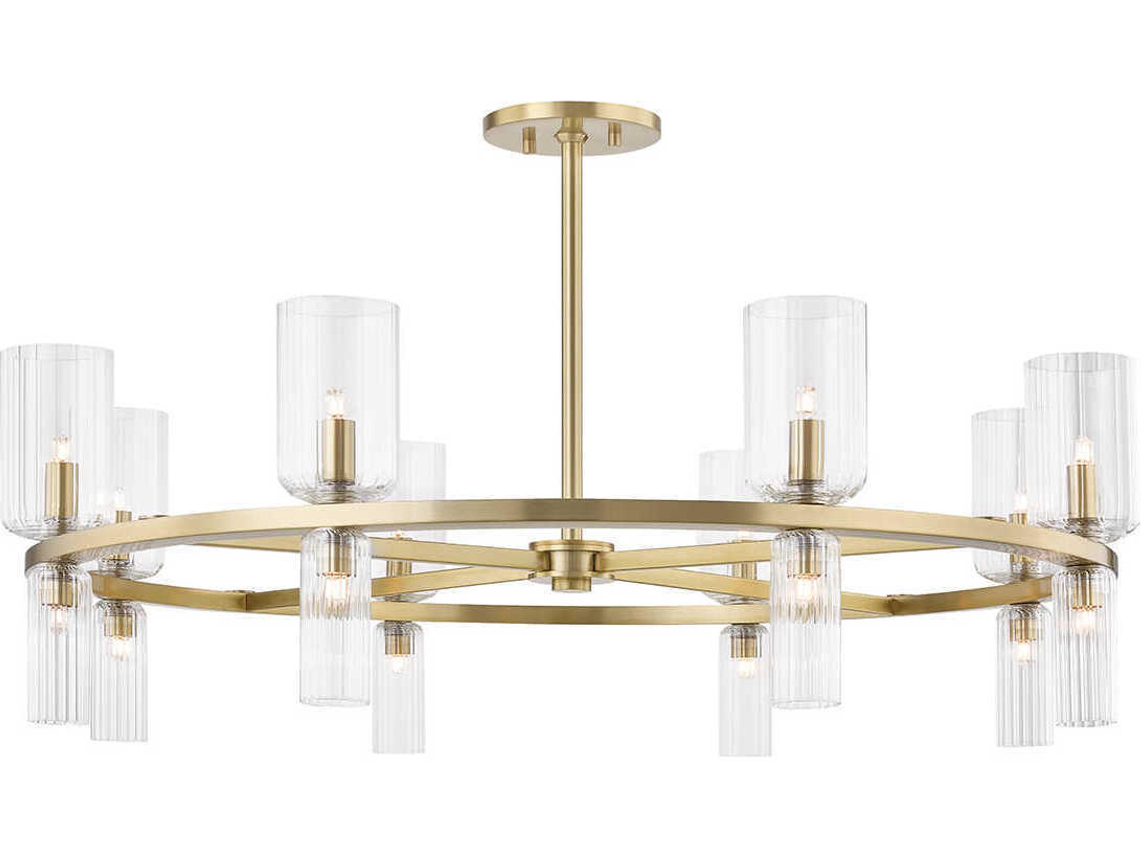 Tabitha 16-Light6-Light Aged Brass Glass Cylinder Geometric Chandelier