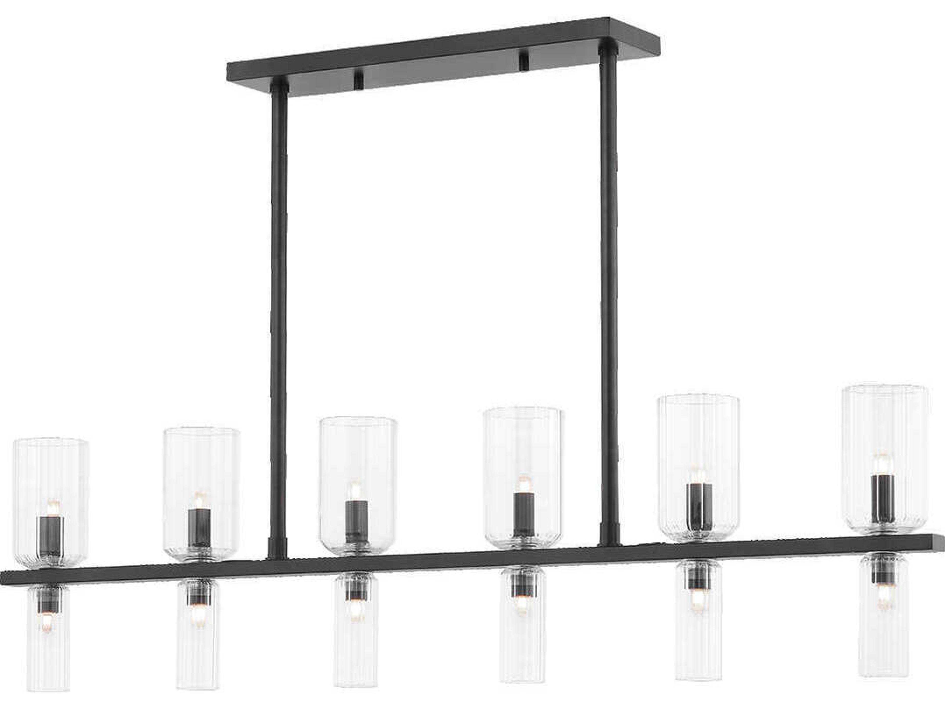 Tabitha 12-Light Soft Black Glass Cylinder Geometric Island Pendant
