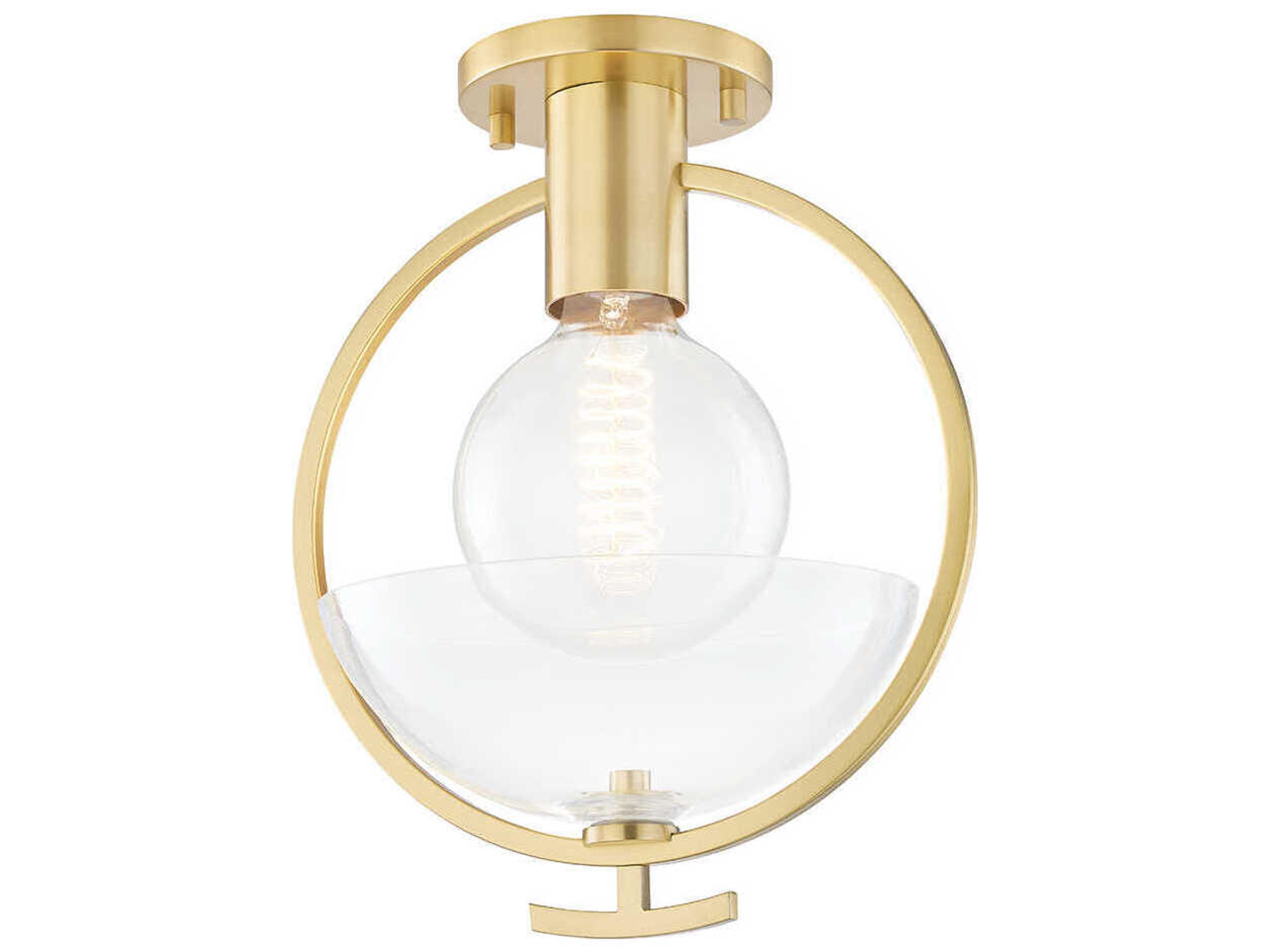 Ringo 1-Light Aged Brass Bowl Semi Flush Mount