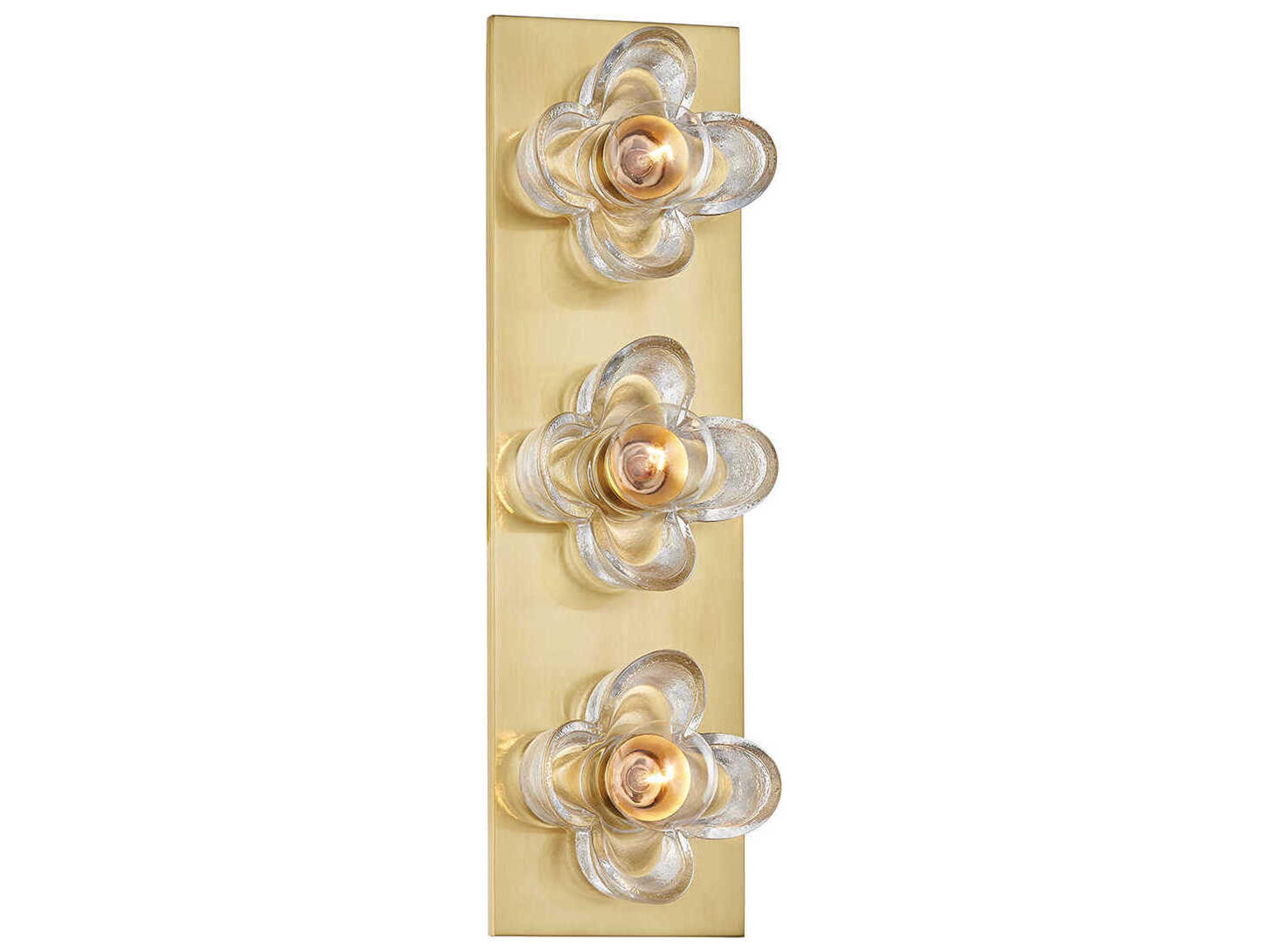 Shea 3-Light Aged Brass Glass Vanity Light