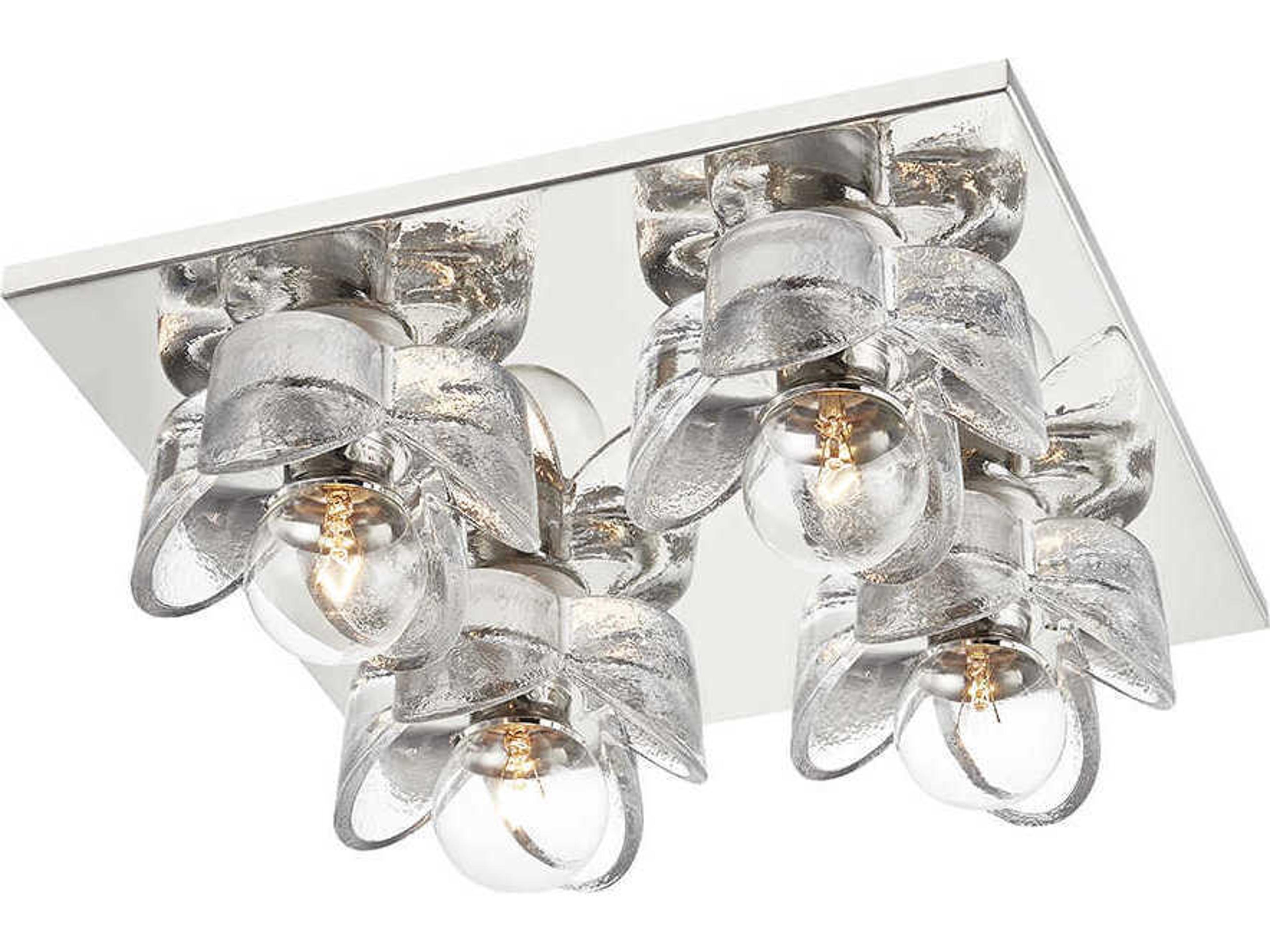 Mitzi Shea 4-Light Polished Nickel Glass Flush Mount