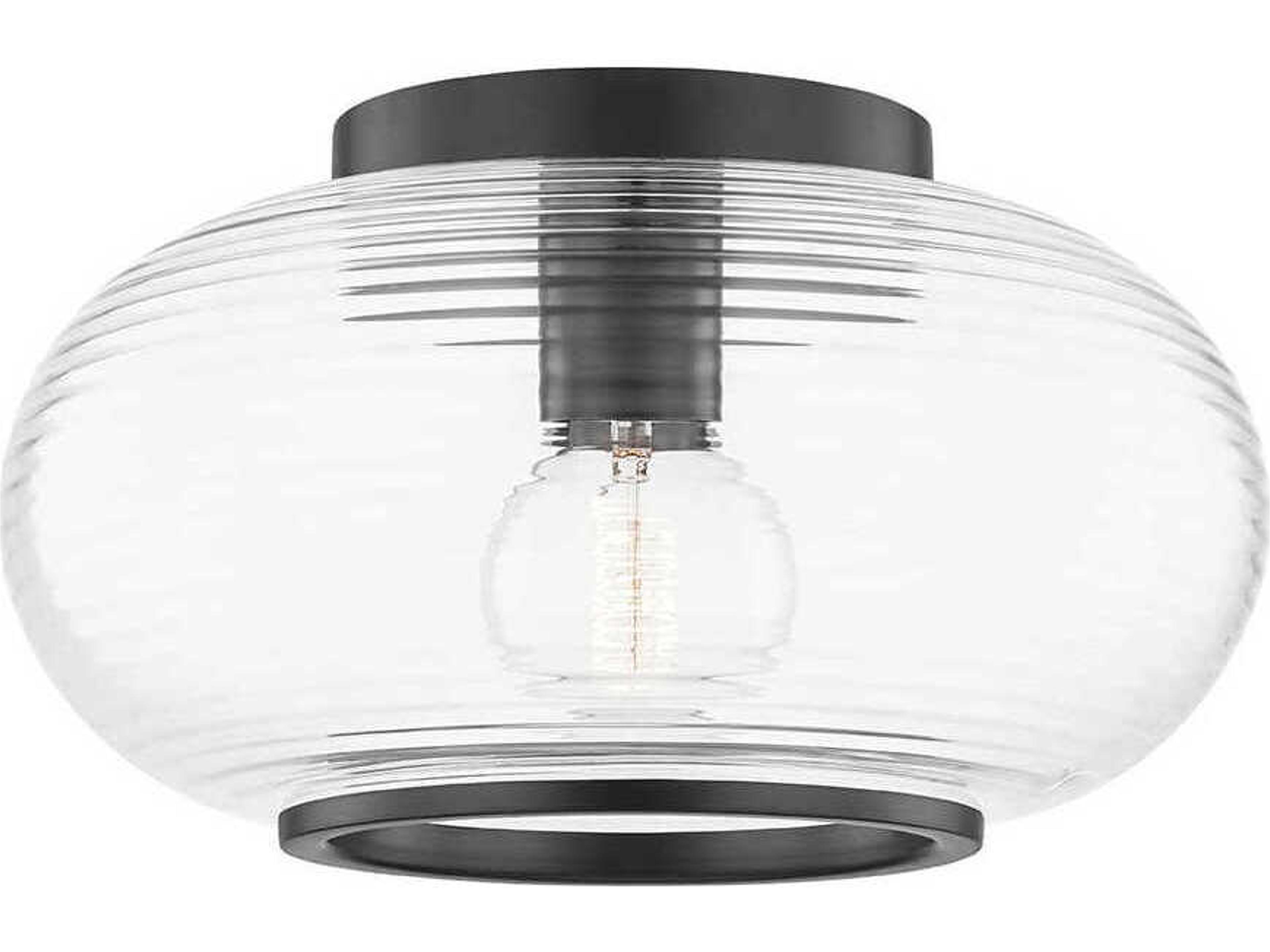 Maggie 1-Light Old Bronze Glass Round Flush Mount