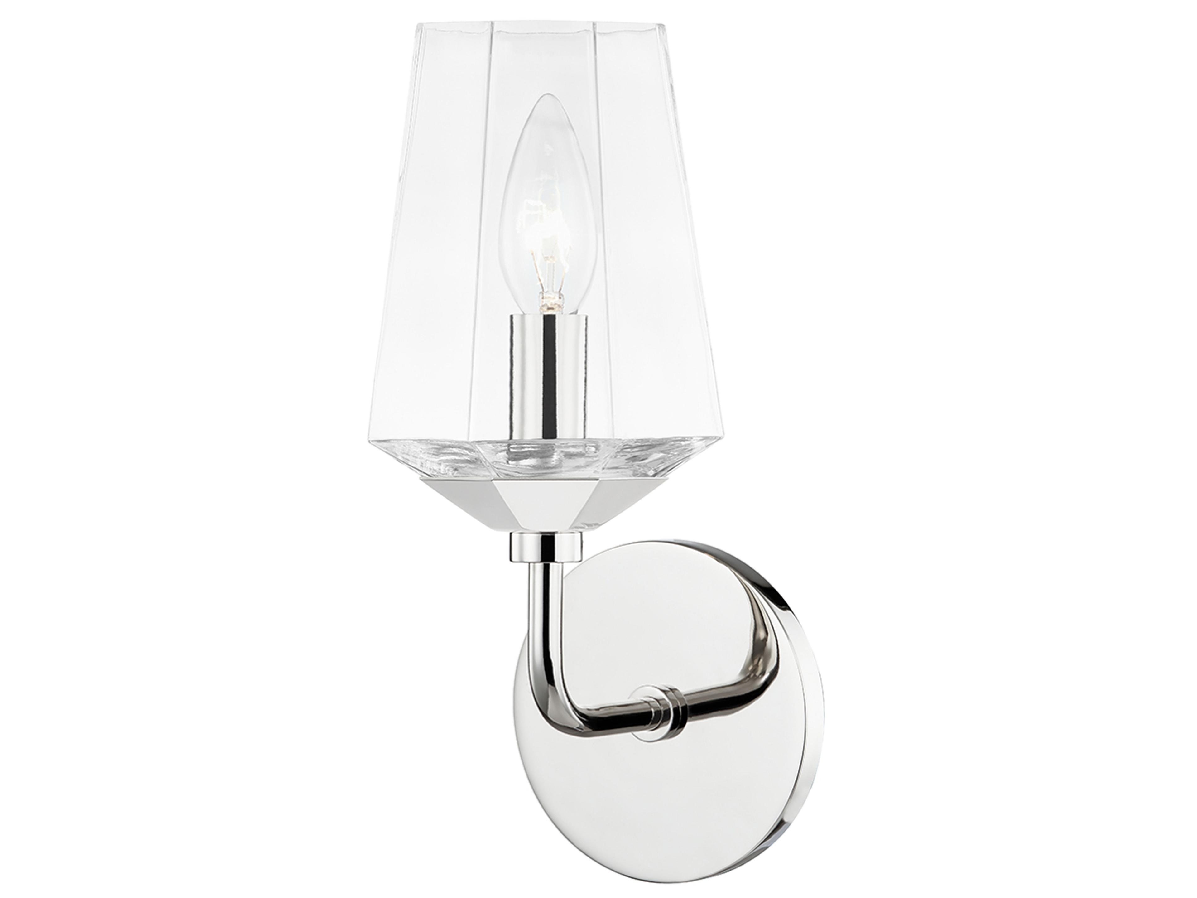 Mitzi Kayla 1-Light Polished Nickel Glass Wall Sconce