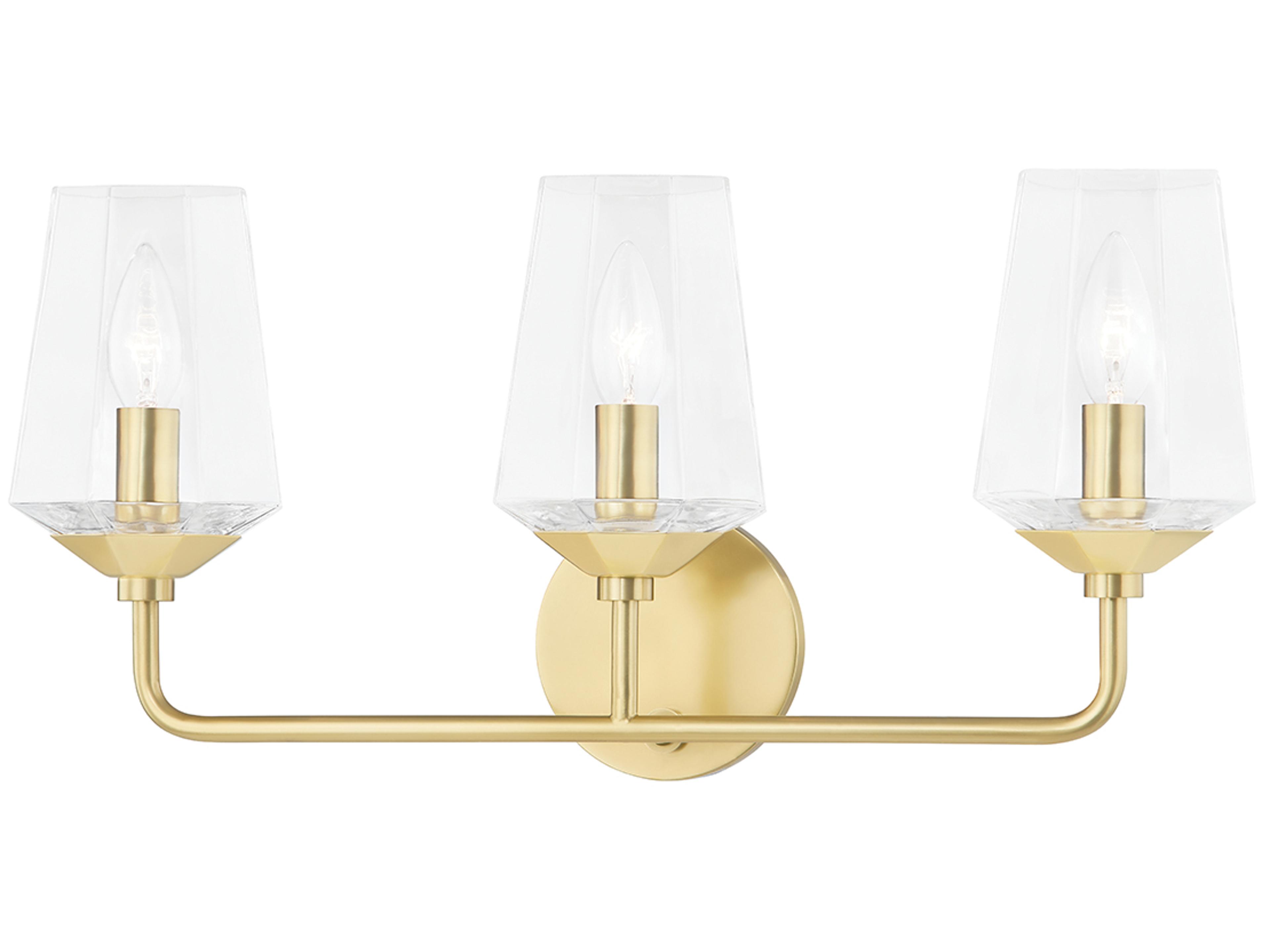 Kayla 3-Light Aged Brass Glass Vanity Light