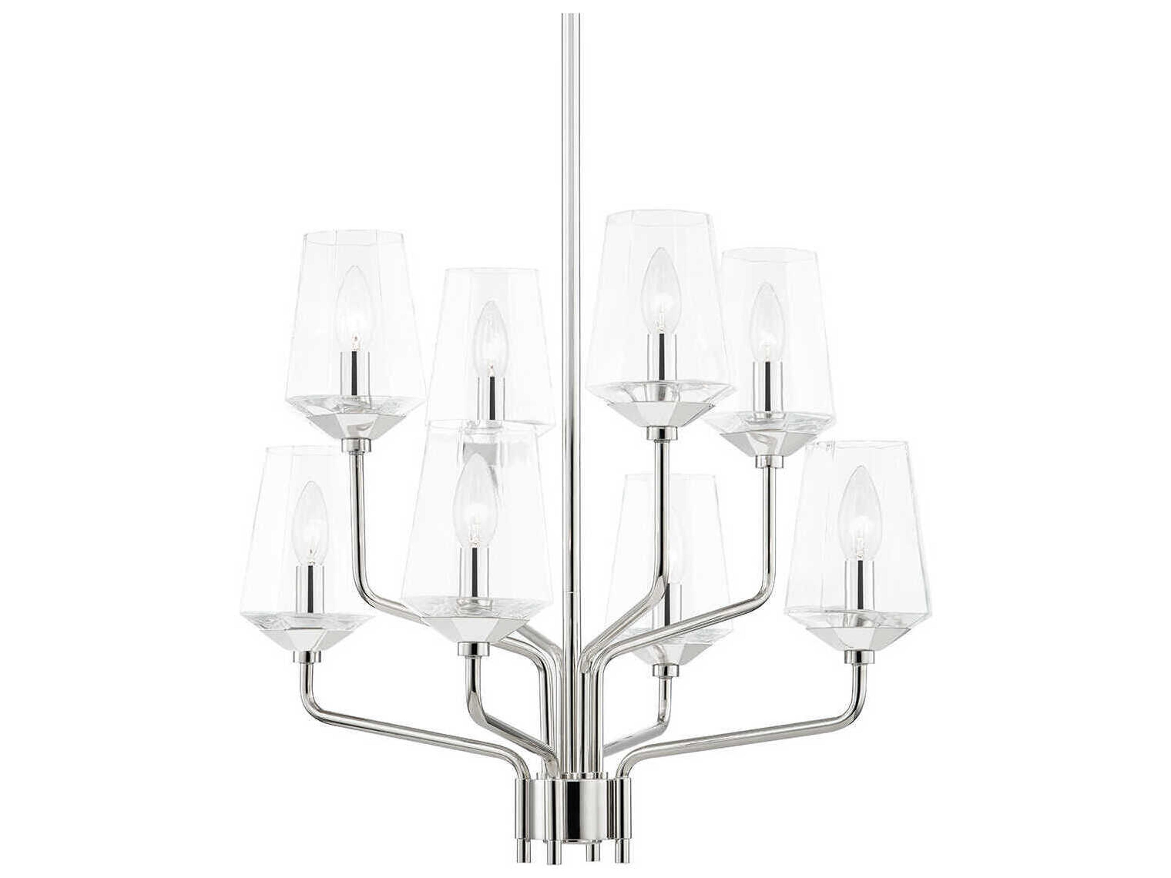 Kayla 8-Light Polished Nickel Glass Candelabra Chandelier