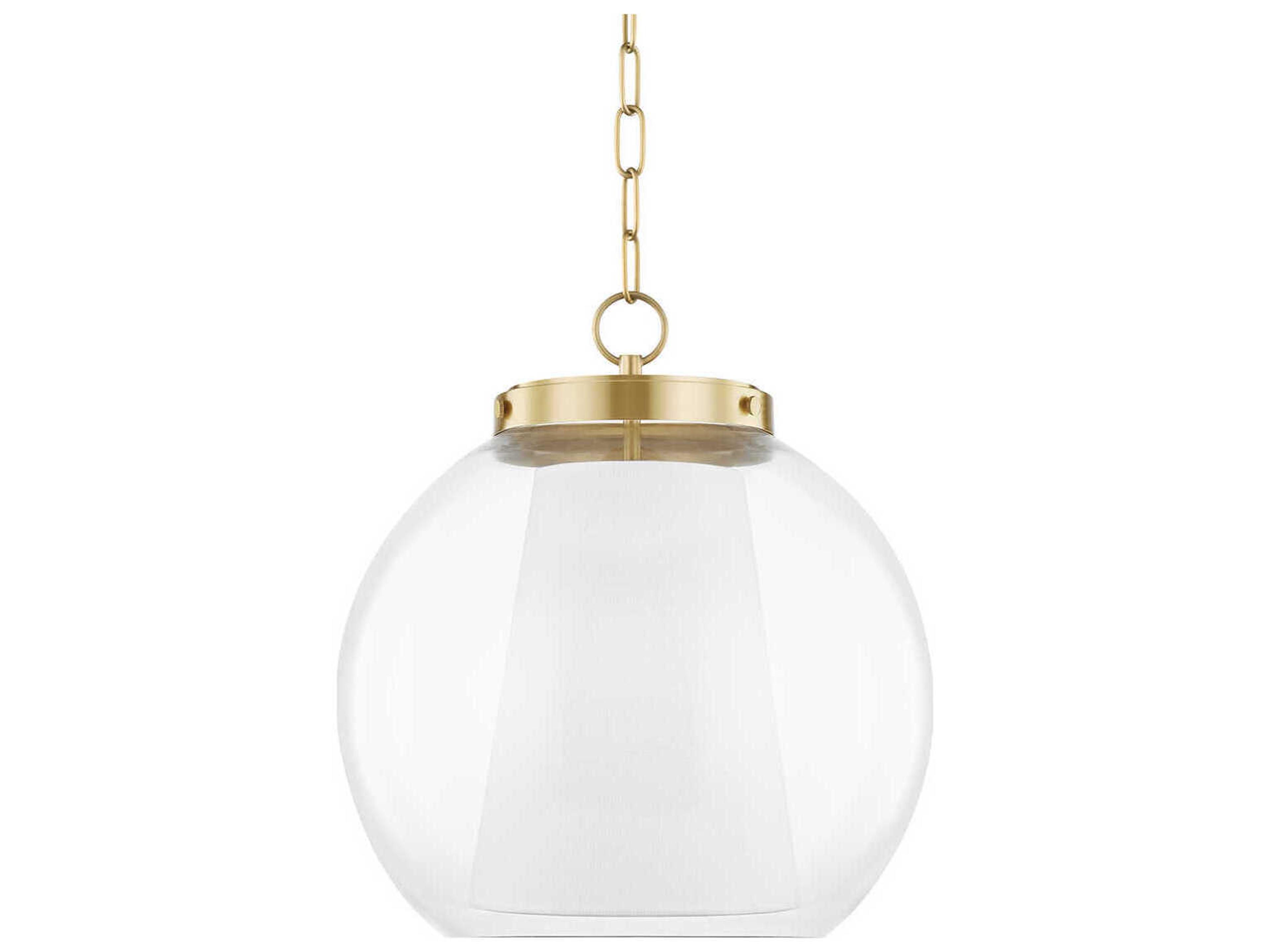 Sasha 1-Light Aged Brass Glass Globe Geometric Pendant