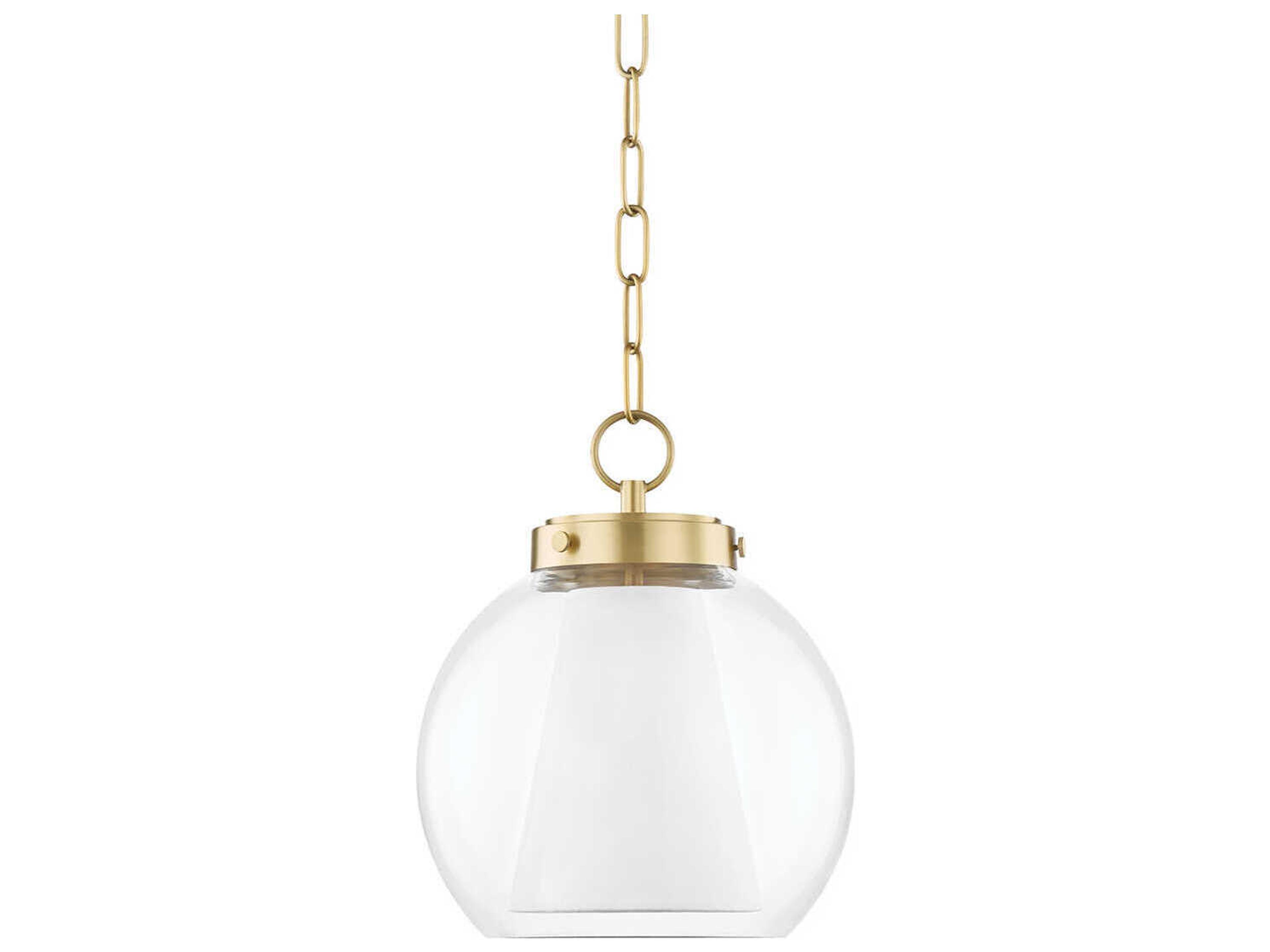 Sasha 1-Light Aged Brass Glass Globe Geometric Mini Pendant
