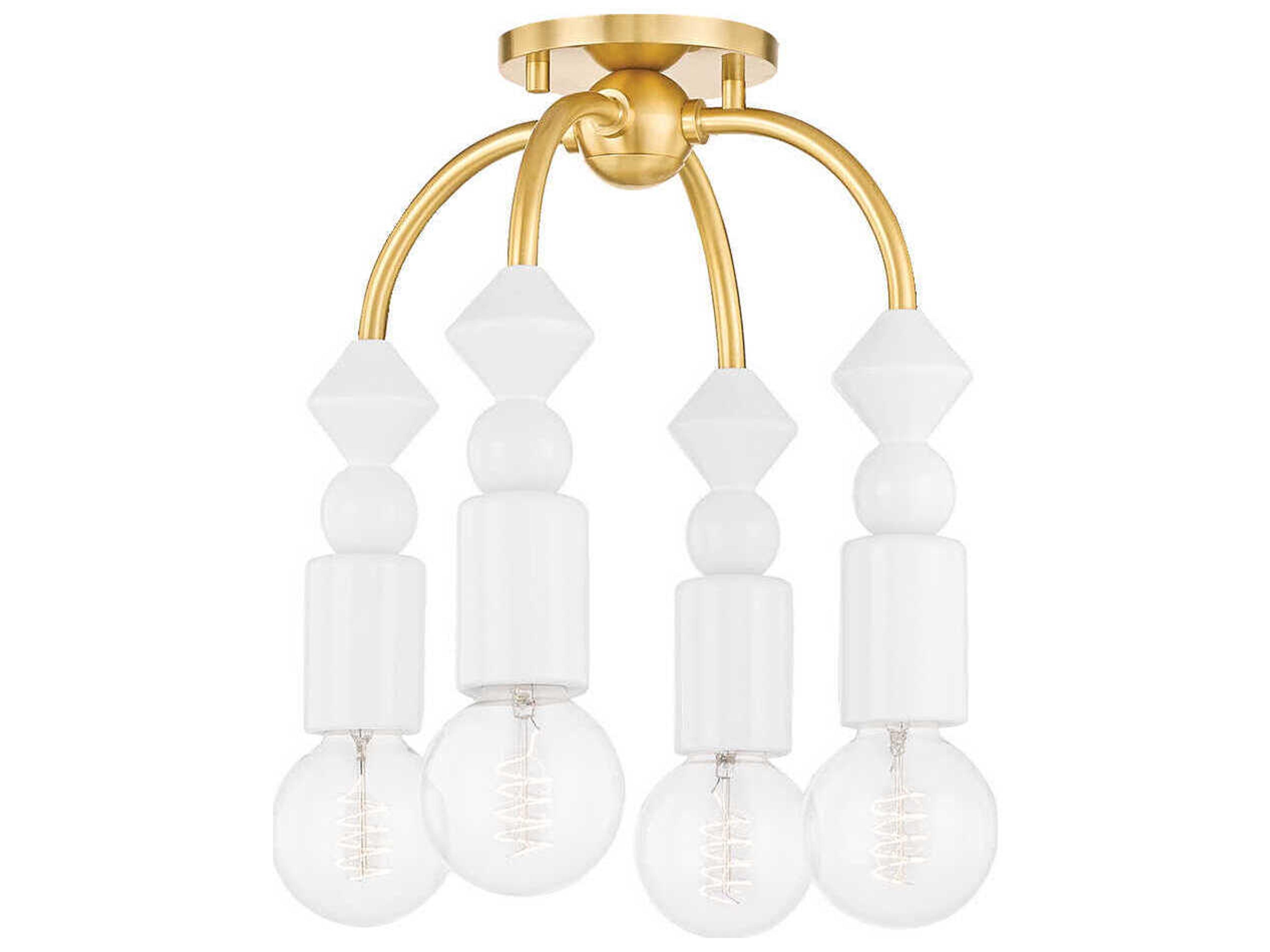 Flora 4-Light Aged Brass Geometric Semi Flush Mount
