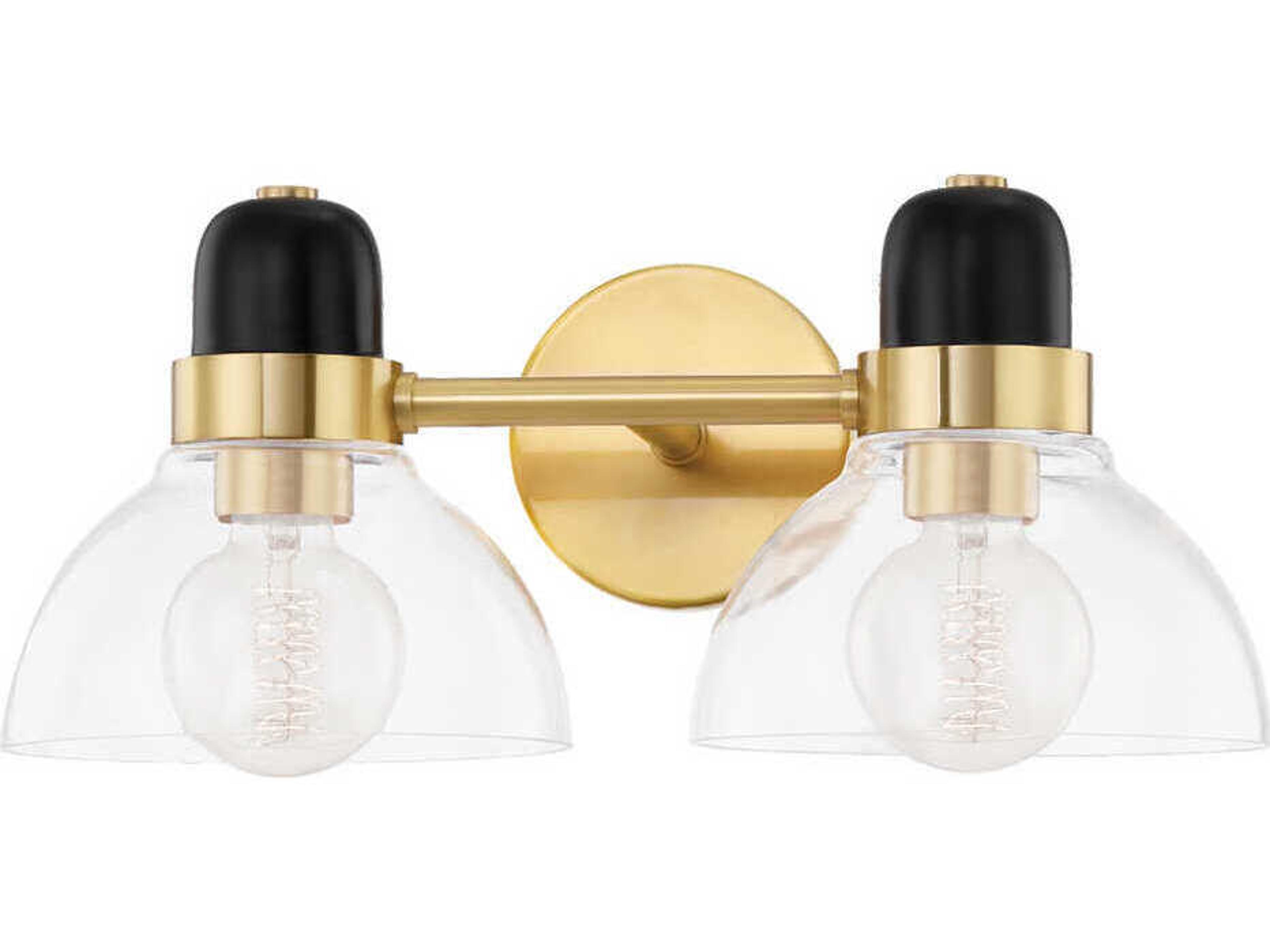 Camile 2-Light Aged Brass Glass Vanity Light
