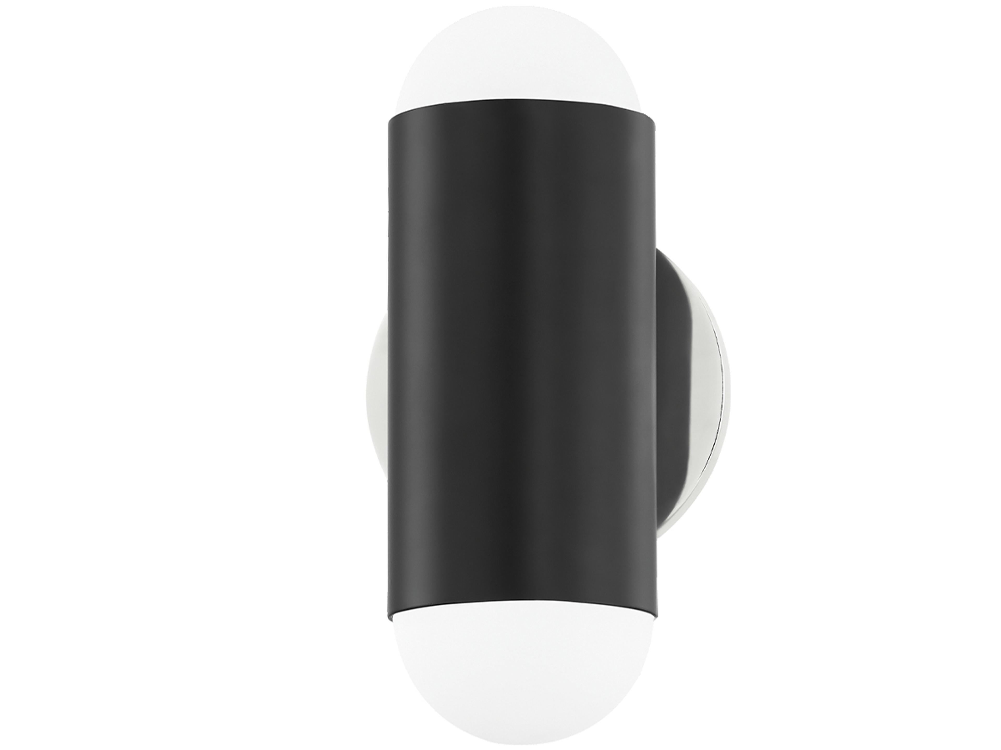 Kira 2-Light Polished Nickel Soft Black Wall Sconce