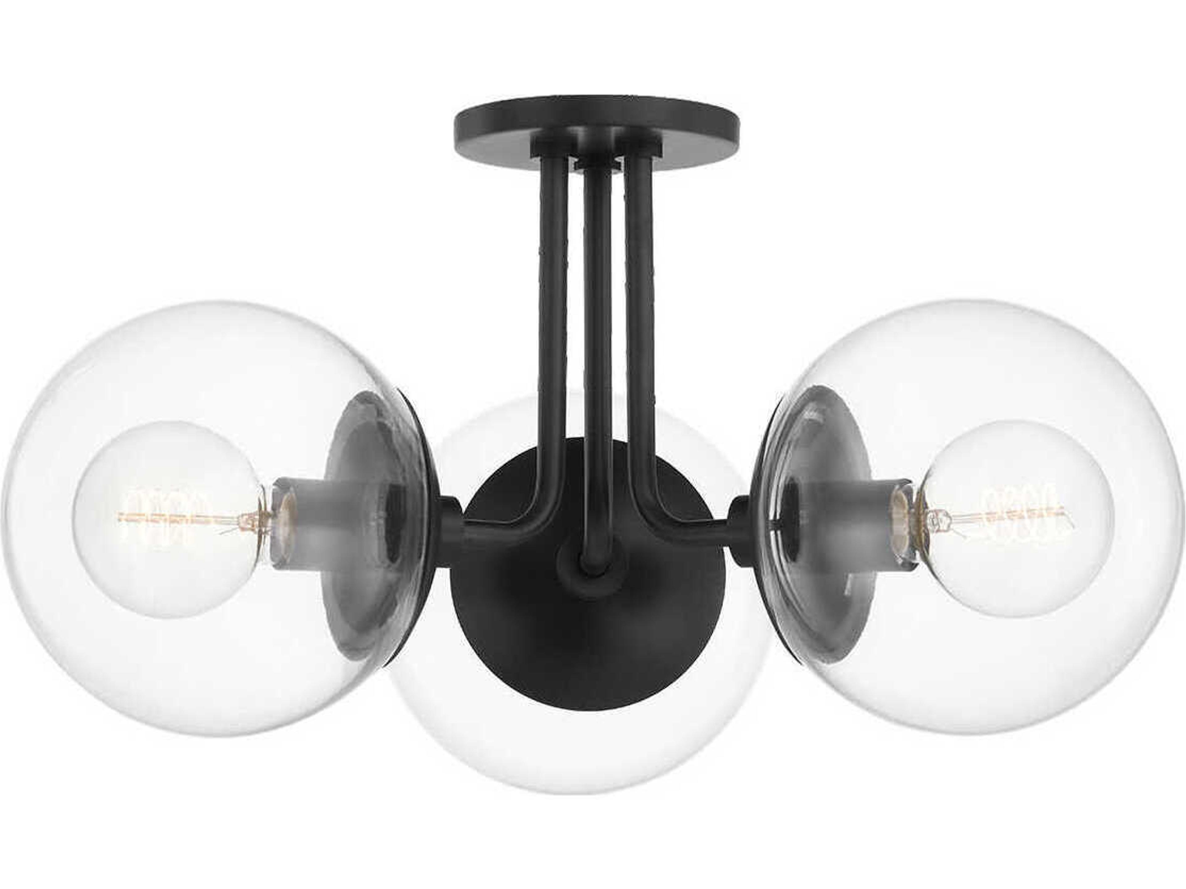 Meadow 3-Light Old Bronze Glass Globe Semi Flush Mount