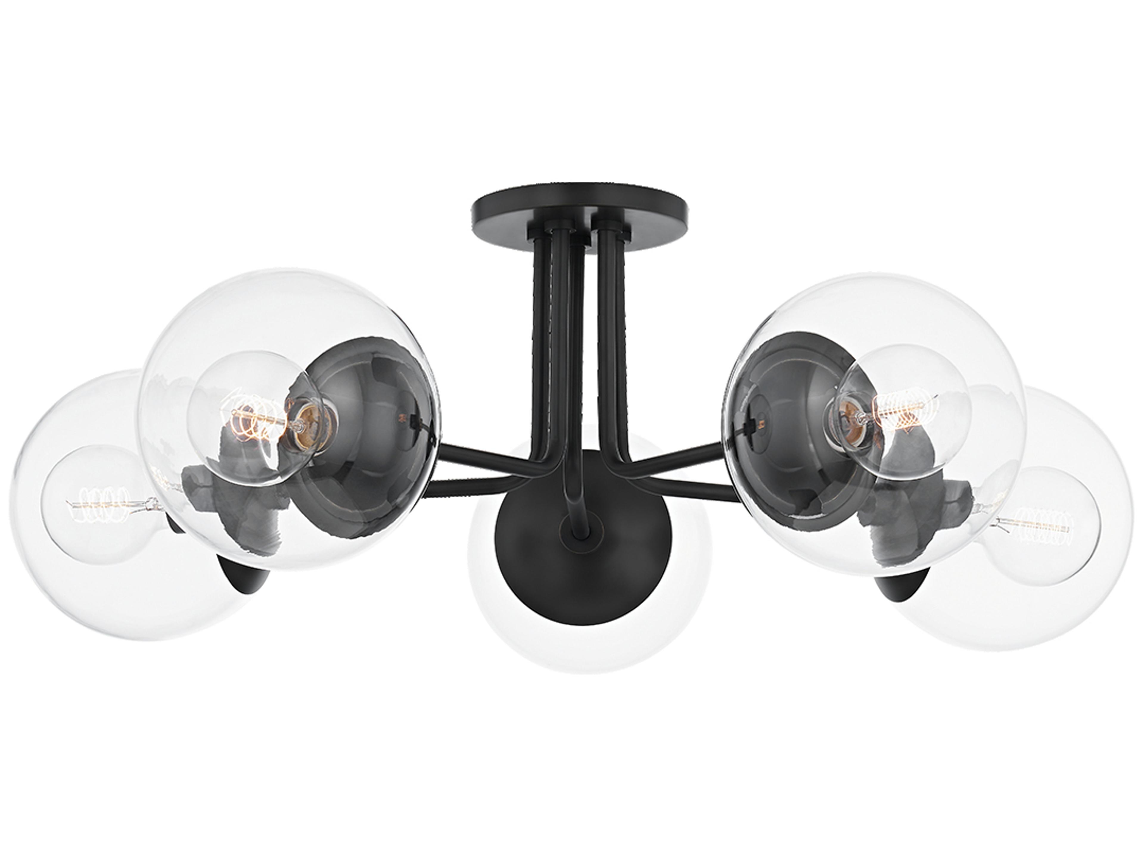 Meadow 5-Light Old Bronze Glass Globe Semi Flush Mount