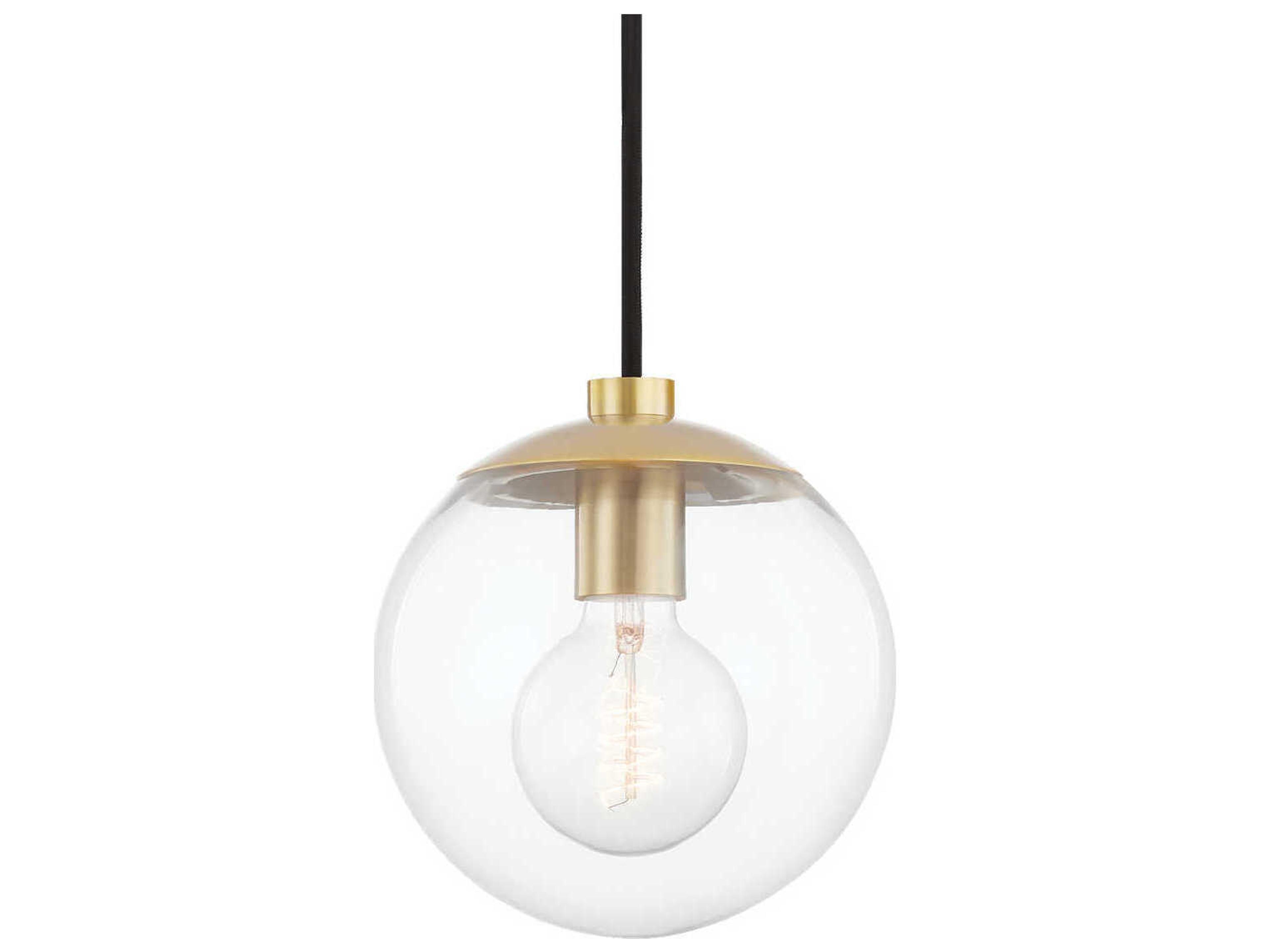 Meadow 1-Light Aged Brass Glass Globe Mini Pendant