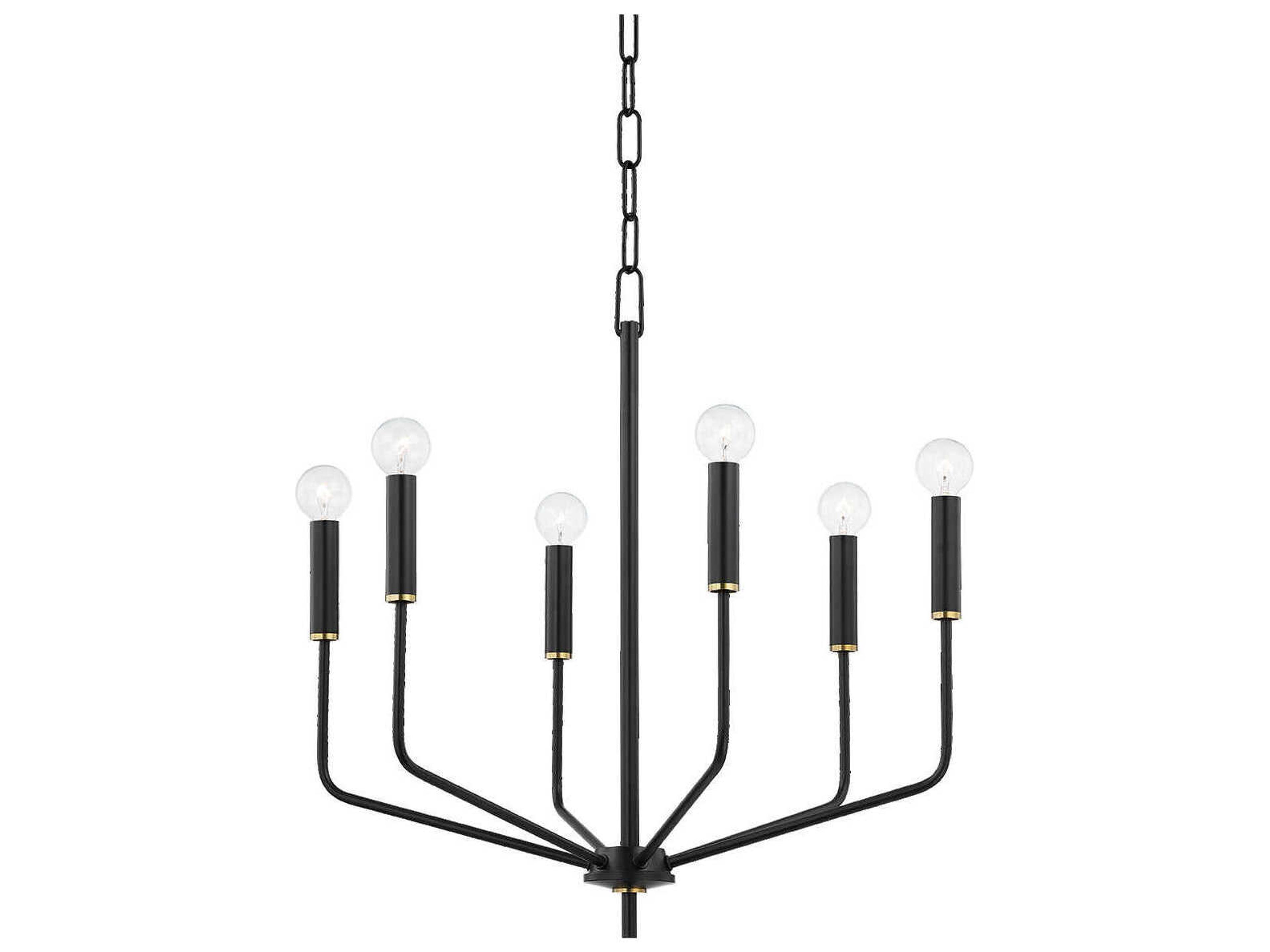 Bailey 6-Light Aged Brass Soft Black Candelabra Chandelier