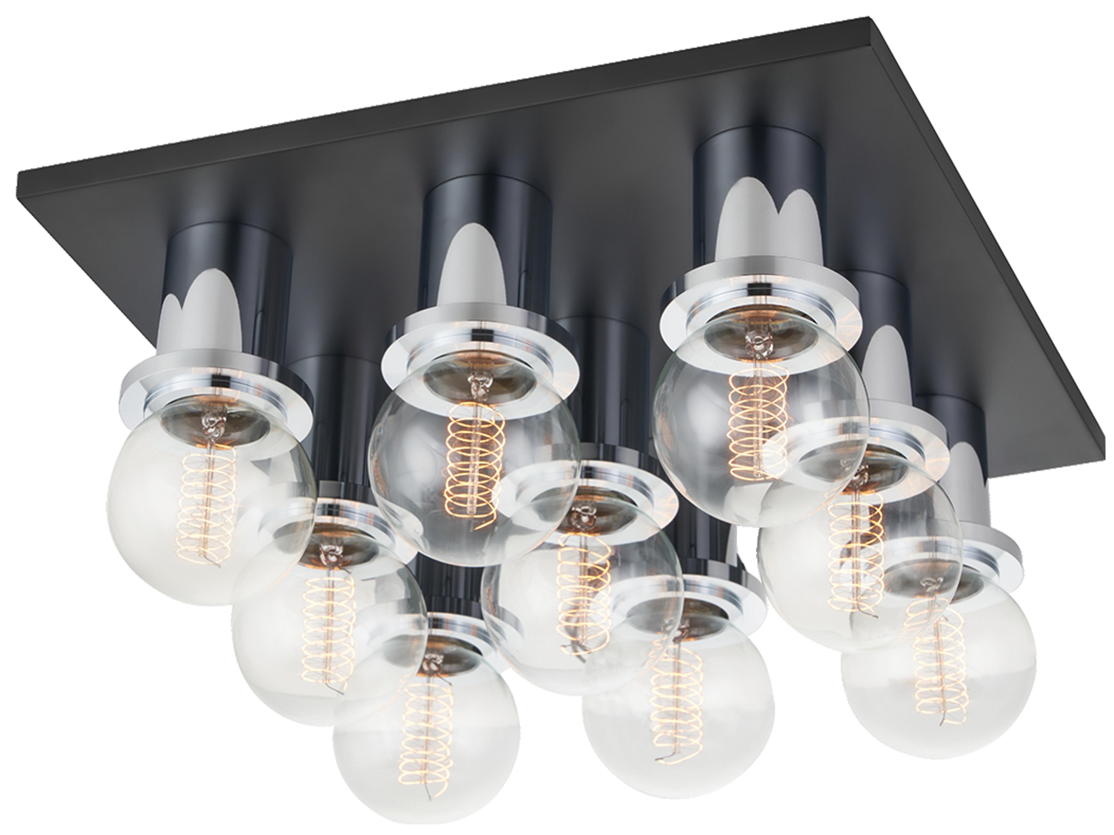 Brandi 9-Light Polished Chrome Soft Black Flush Mount