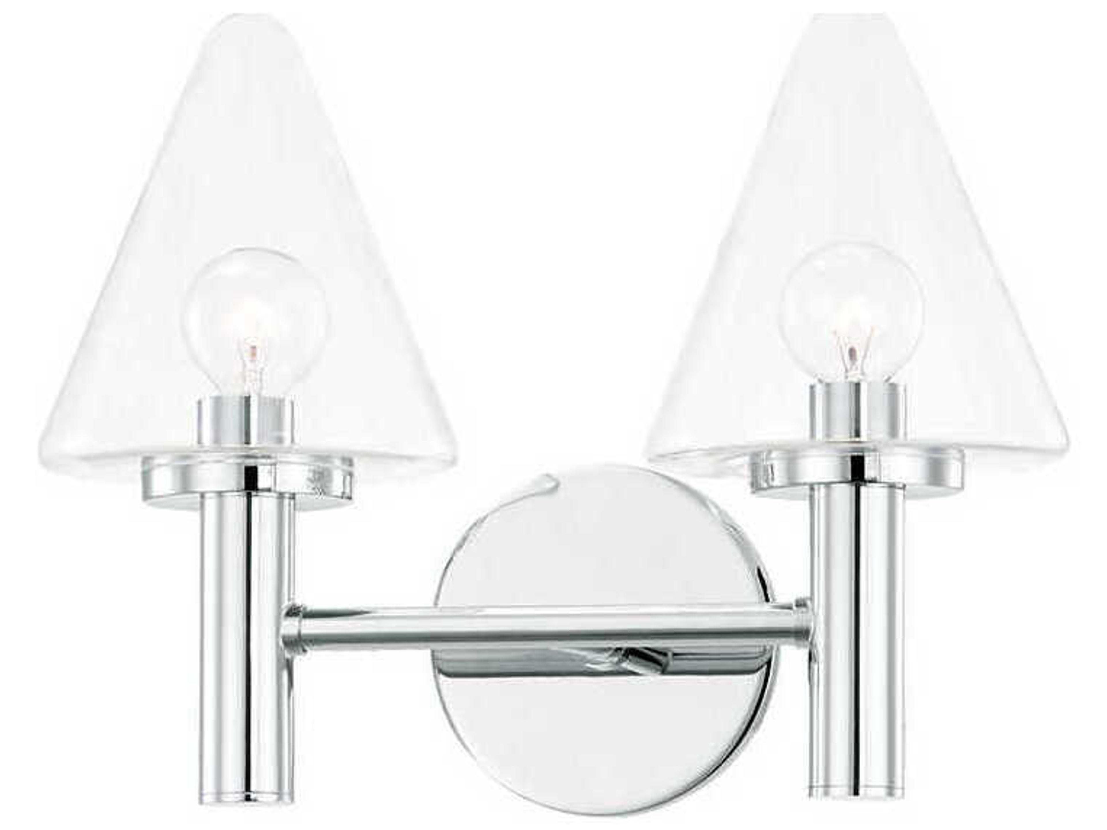 Mitzi Connie 2-Light Polished Chrome Glass Vanity Light