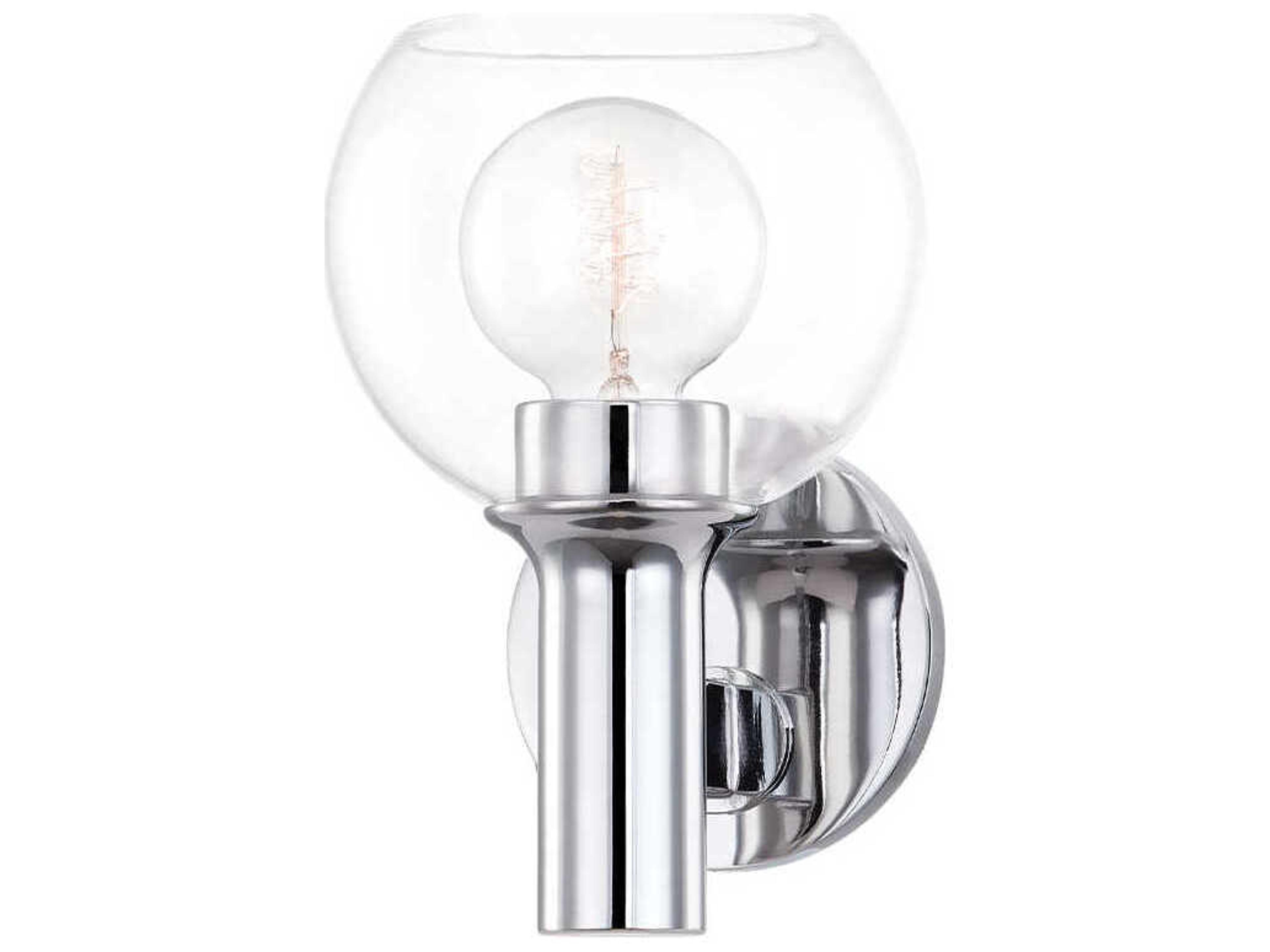 Leslie 1-Light Polished Chrome Glass Wall Sconce
