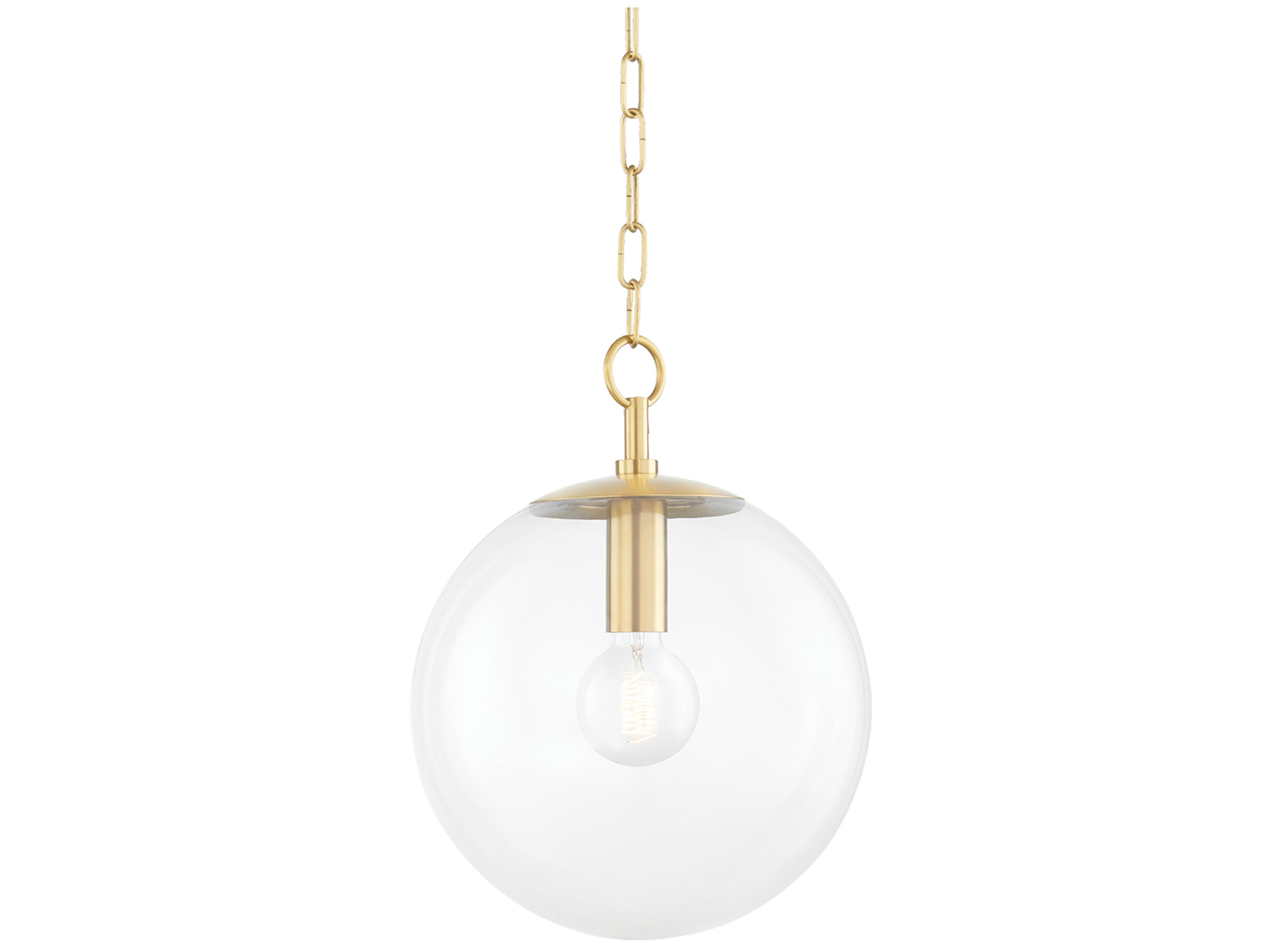 Juliana 1-Light Aged Brass Glass Globe Mini Pendant