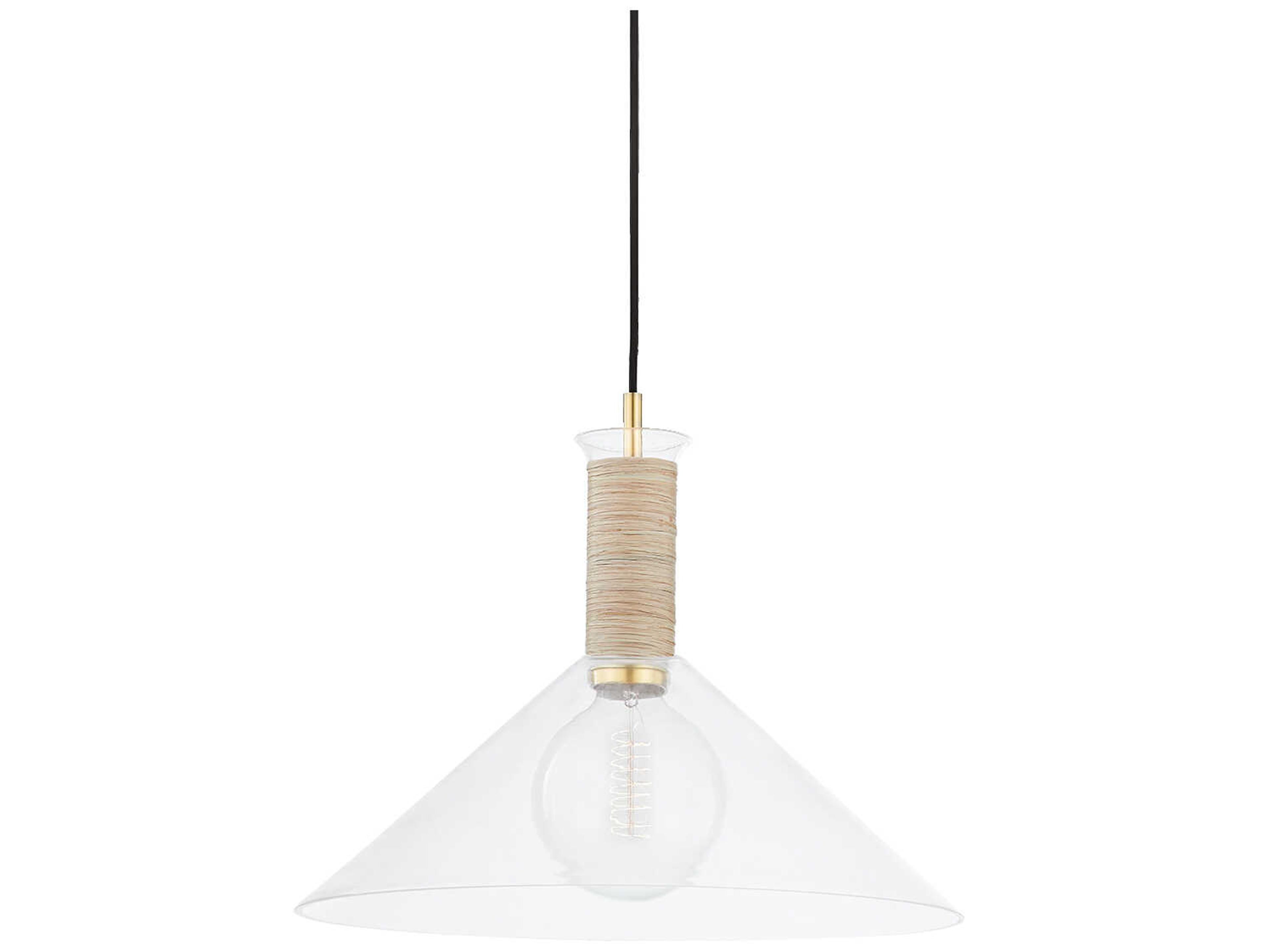 Besa Pendant Light in Aged Brass Natural Style