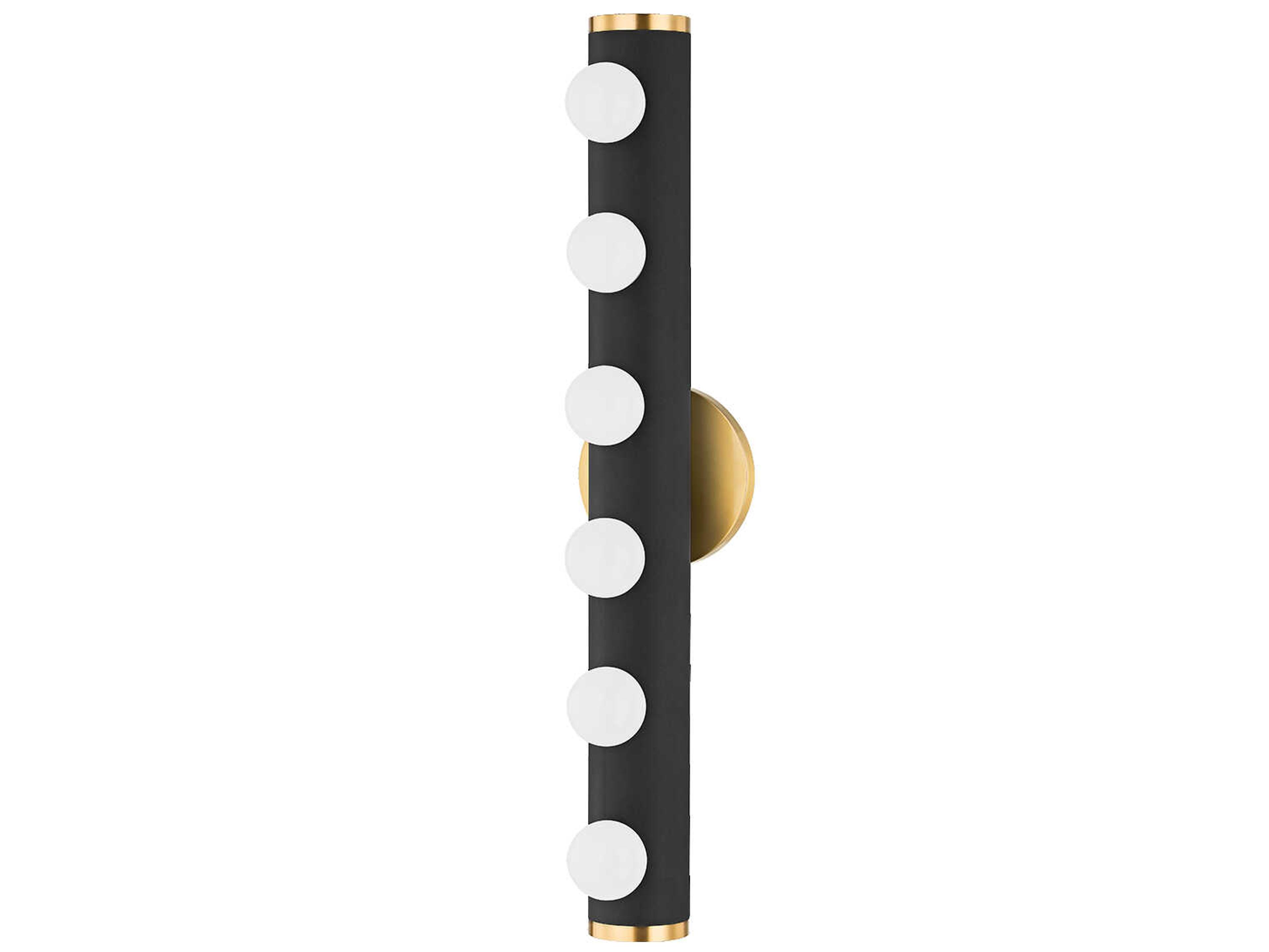 Penny 6-Light Aged Brass & Textured Black Glass Vanity Light