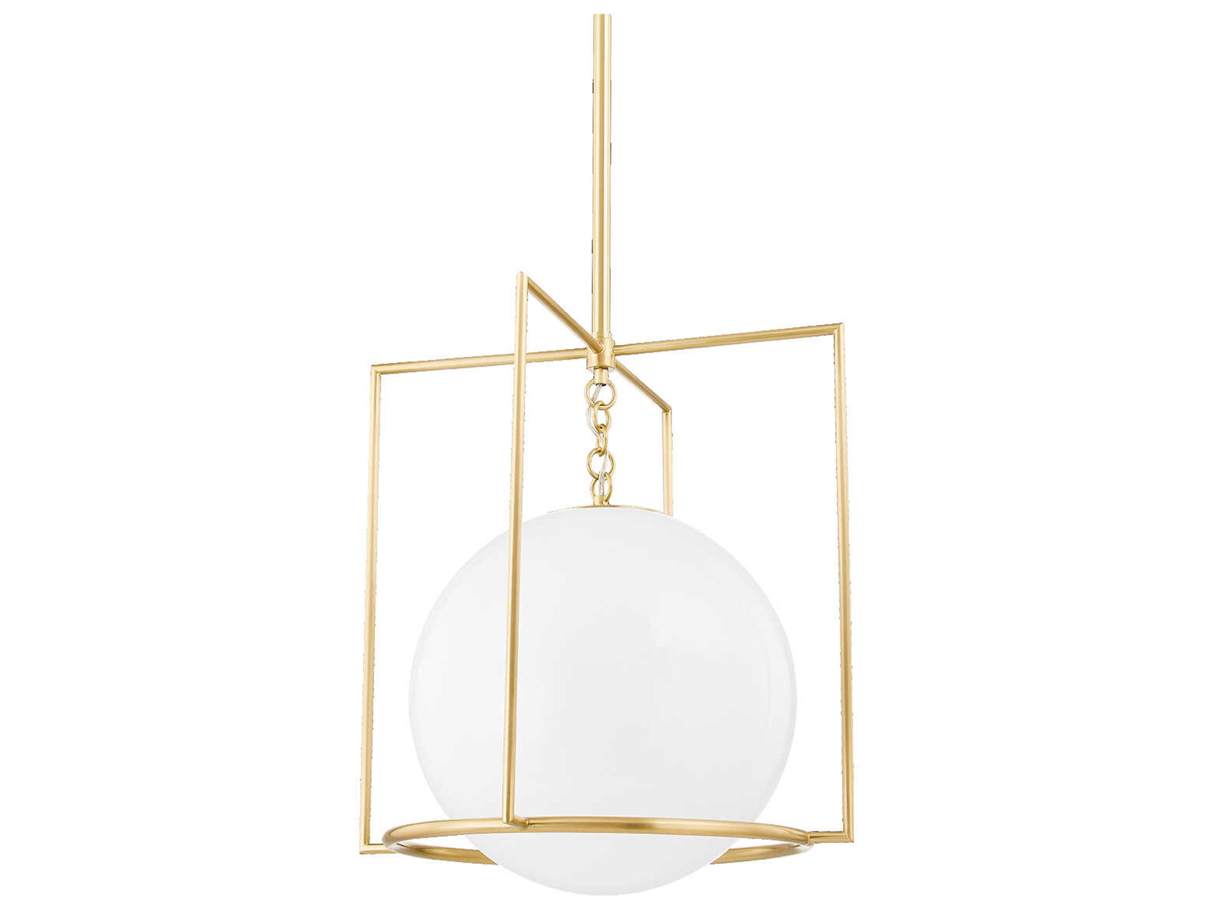 Frankie 1-Light Aged Brass Glass Globe Geometric Pendant