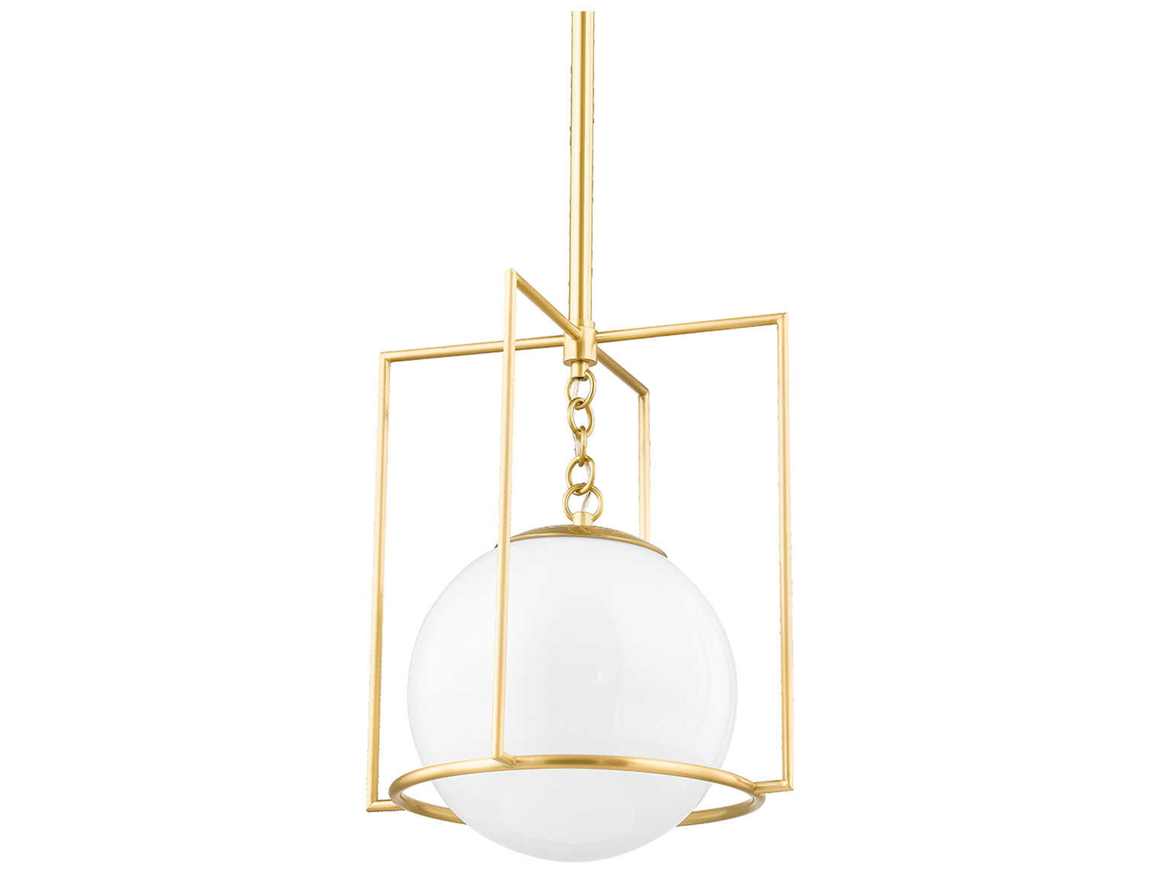 Frankie 1-Light Aged Brass Glass Globe Geometric Mini Pendant