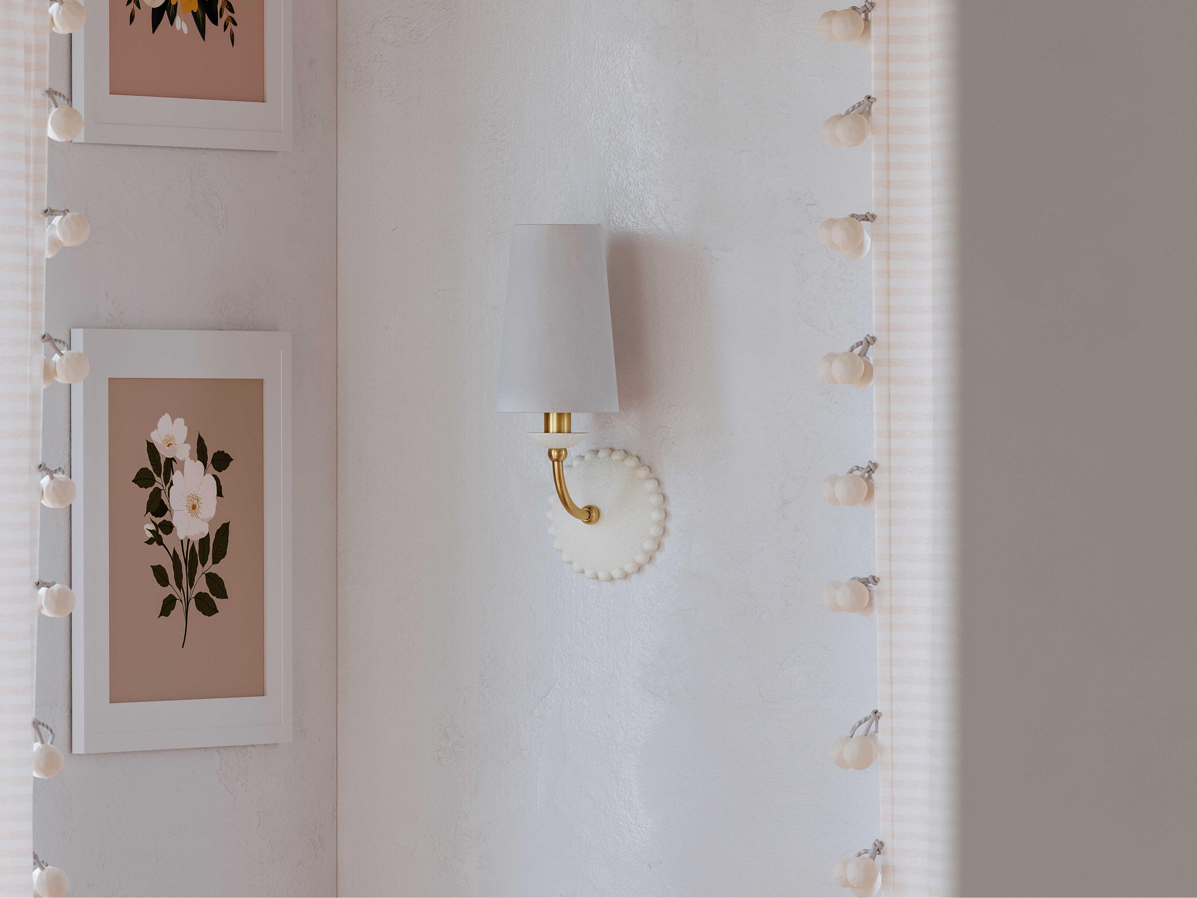 Mitzi Rhea 1-Light Aged Brass Off White Wall Sconce