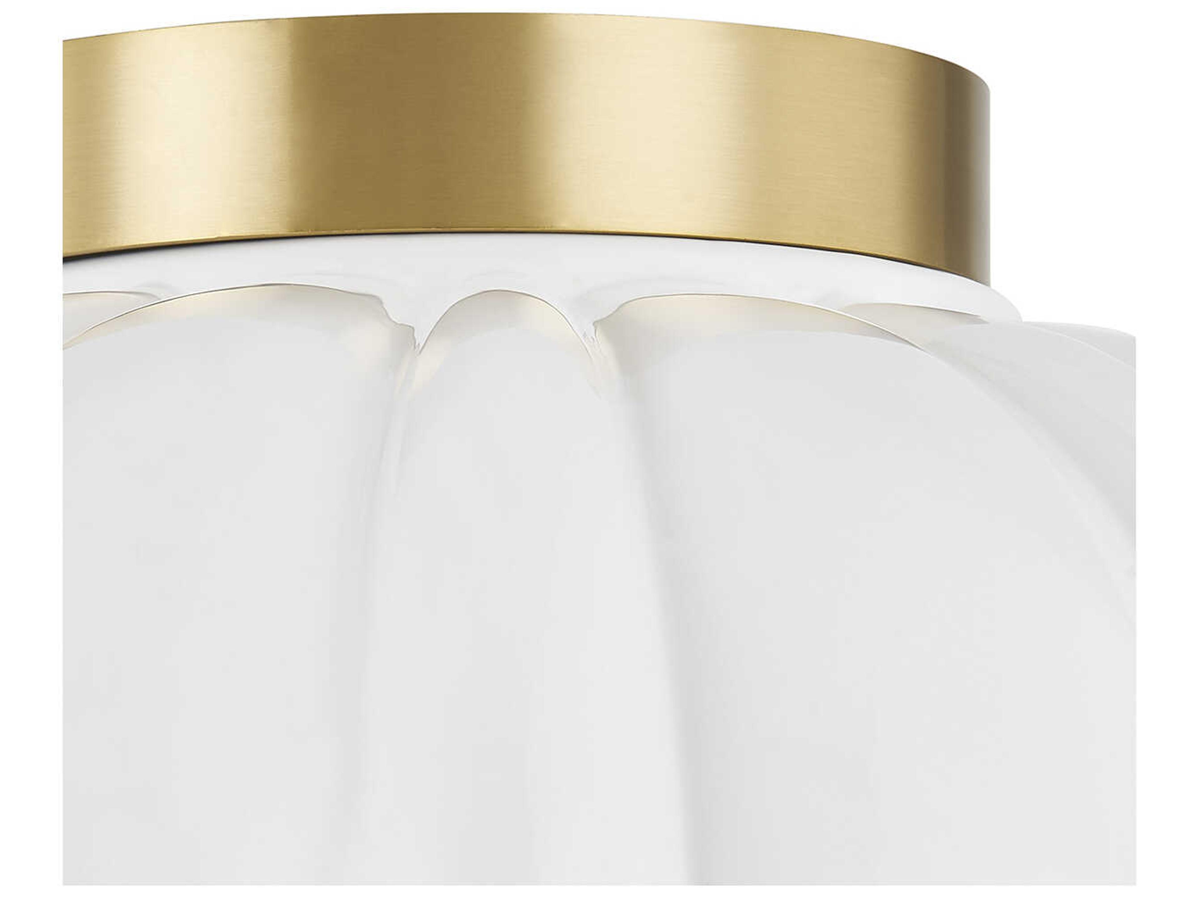 Mitzi Penelope 1-Light Aged Brass White Dome Flush Mount
