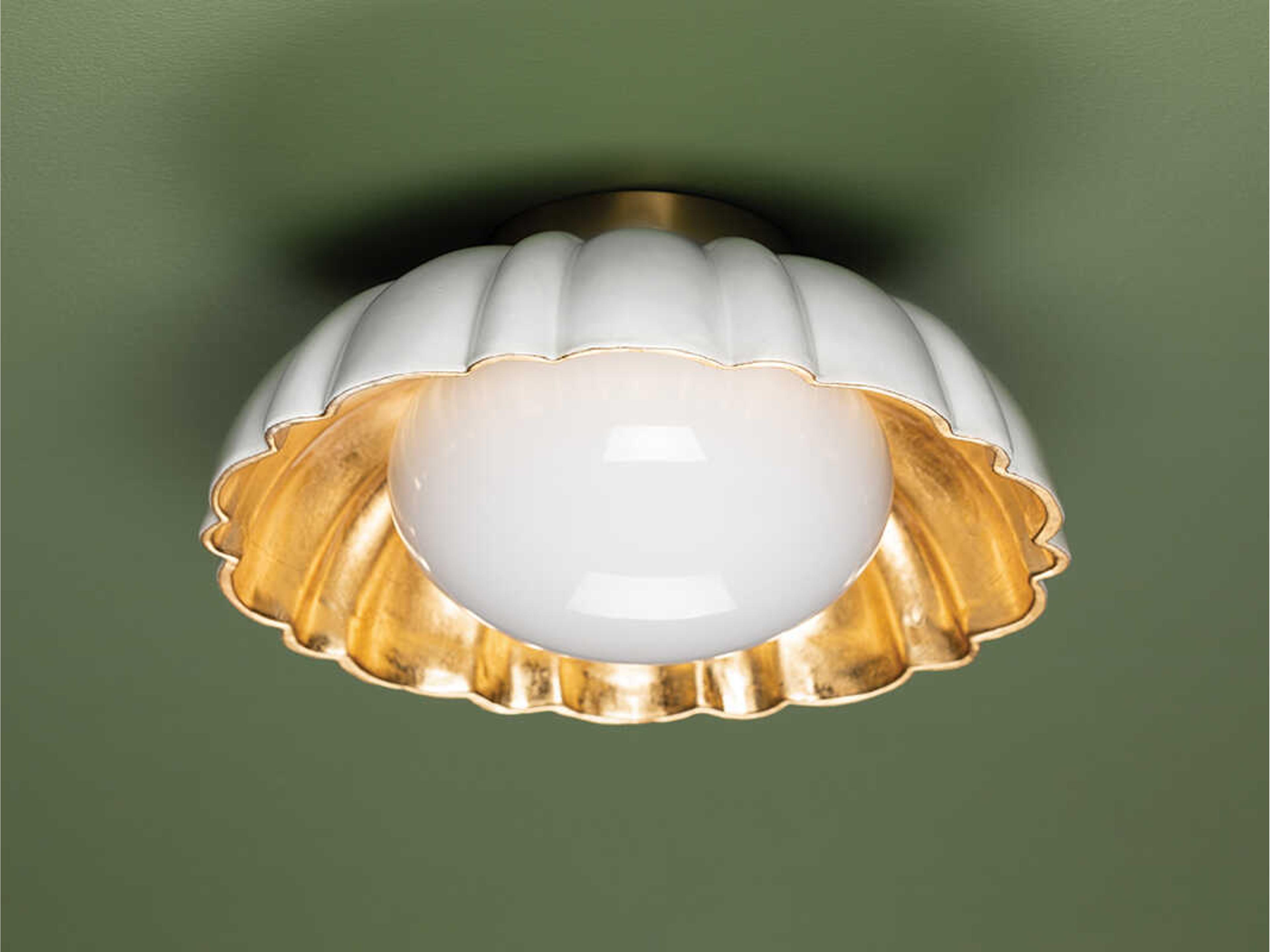 Mitzi Penelope 1-Light Aged Brass White Dome Flush Mount
