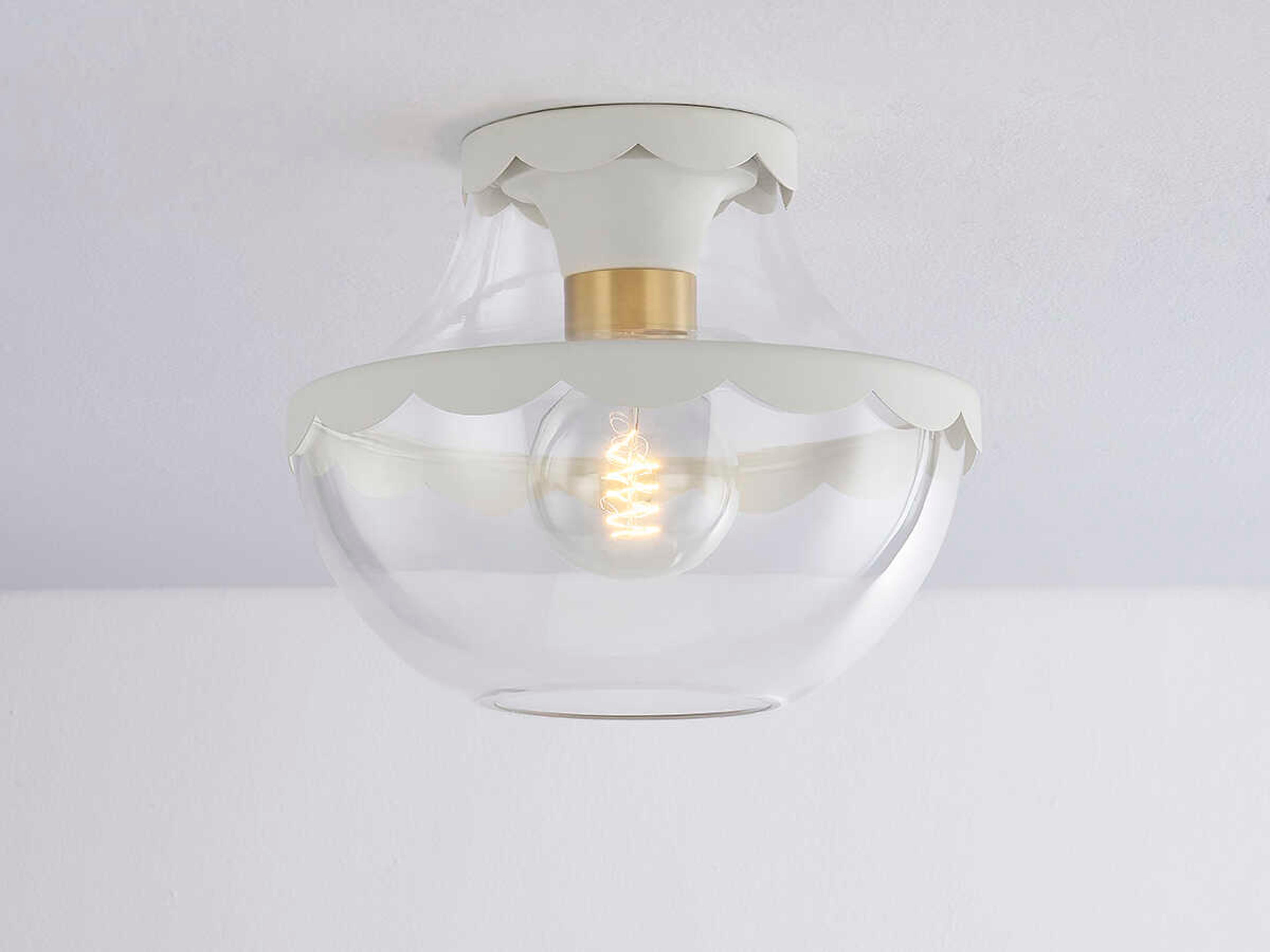 Mitzi Alaina 1-Light Aged Brass Glass Flush Mount