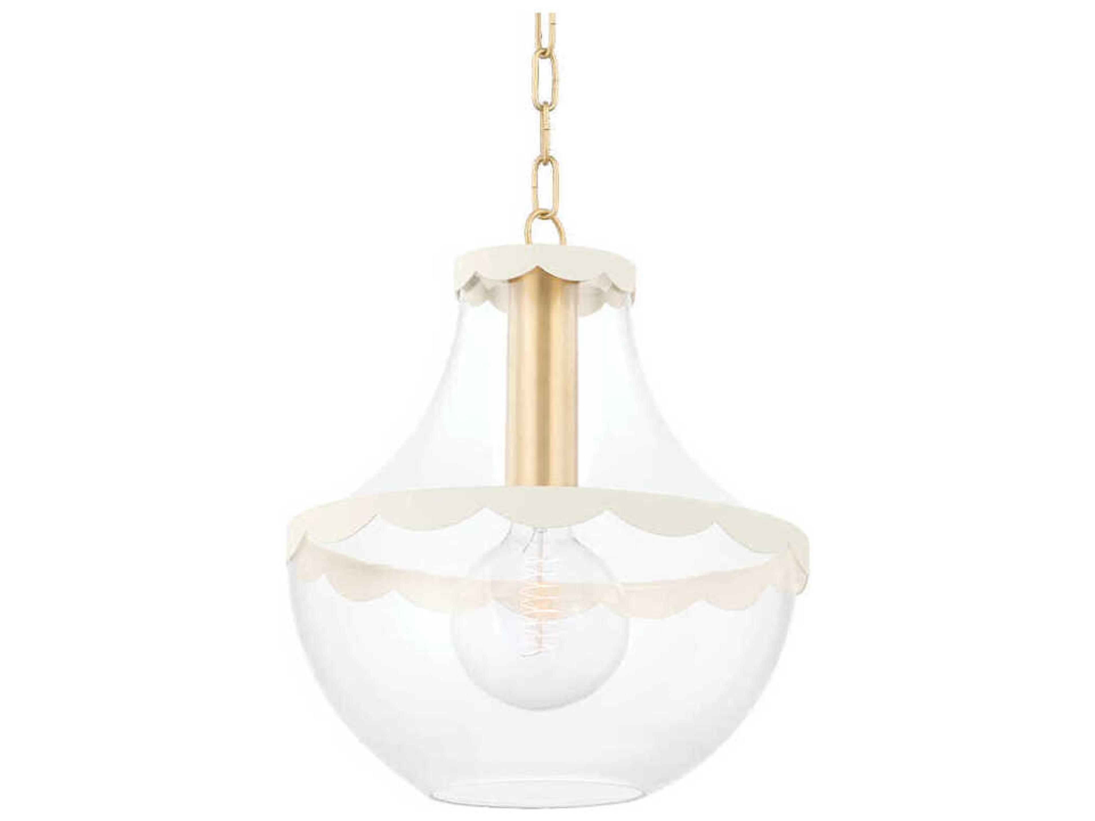 Alaina 1-Light Aged Brass White Glass Pendant