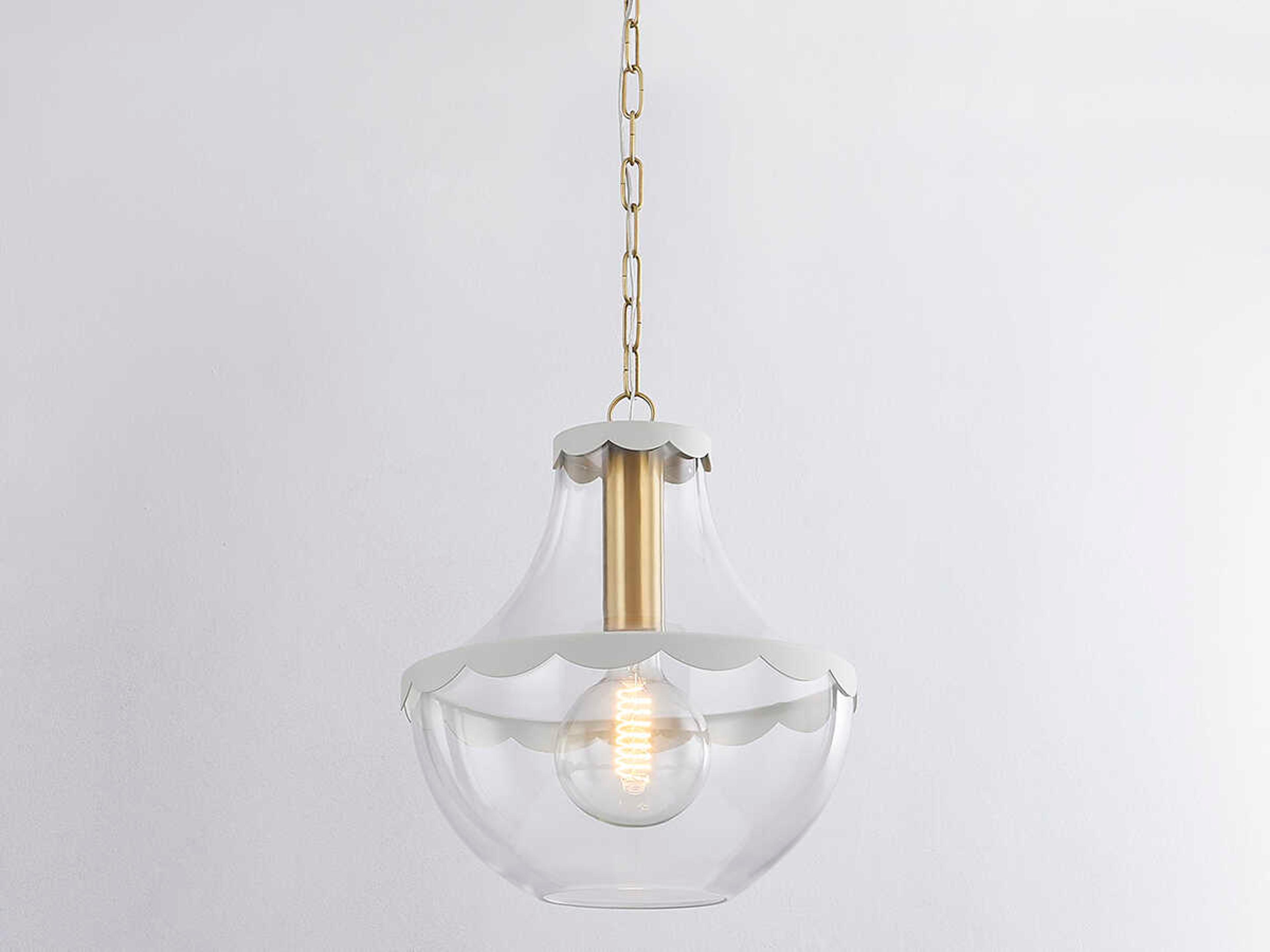 Mitzi Alaina 1-Light Aged Brass White Glass Pendant