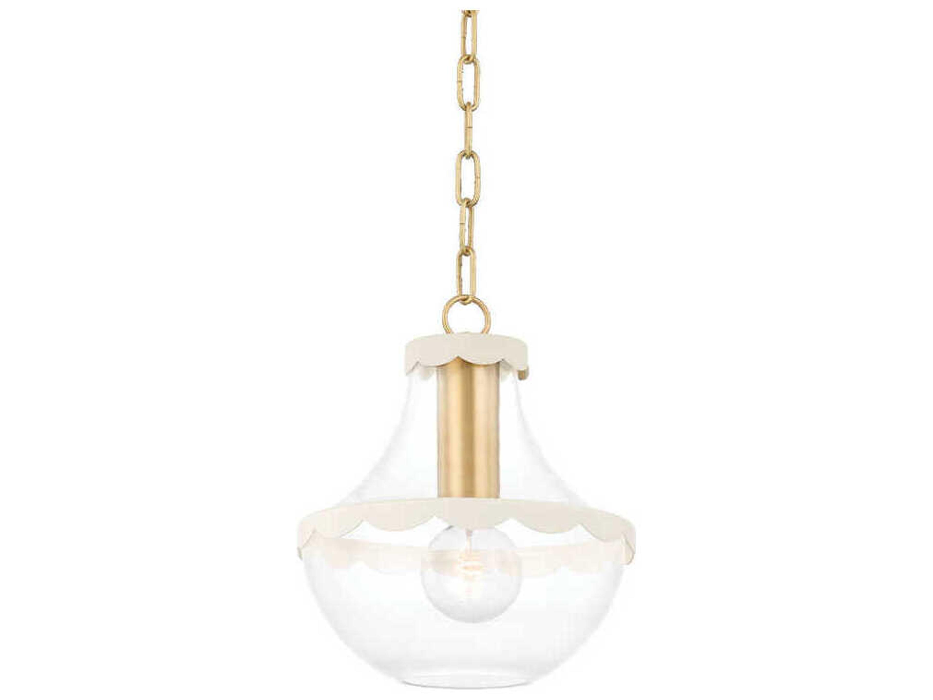 Alaina 1-Light Aged Brass White Glass Mini Pendant